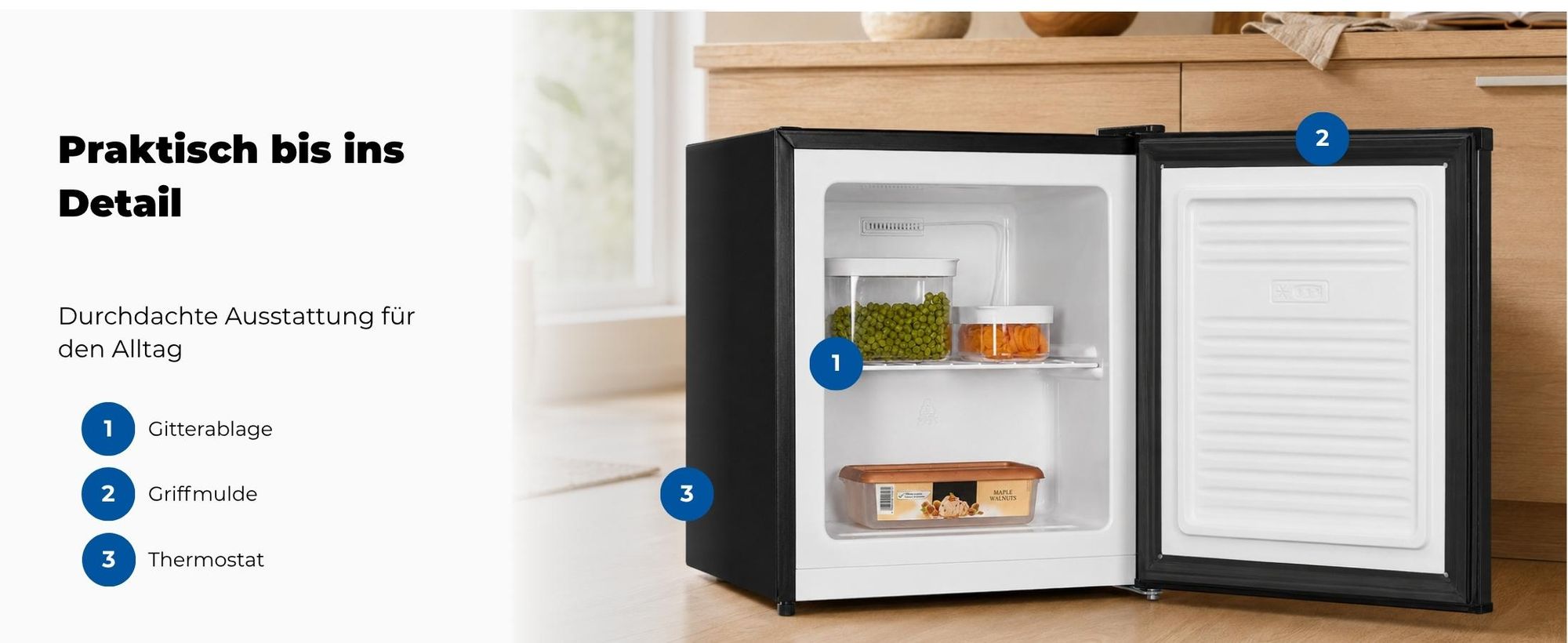 Exquisit Mini Gefrierschrank GB05-040E schwarz | Kompakt | Nutzinhalt: 33 L | Temperaturregelung