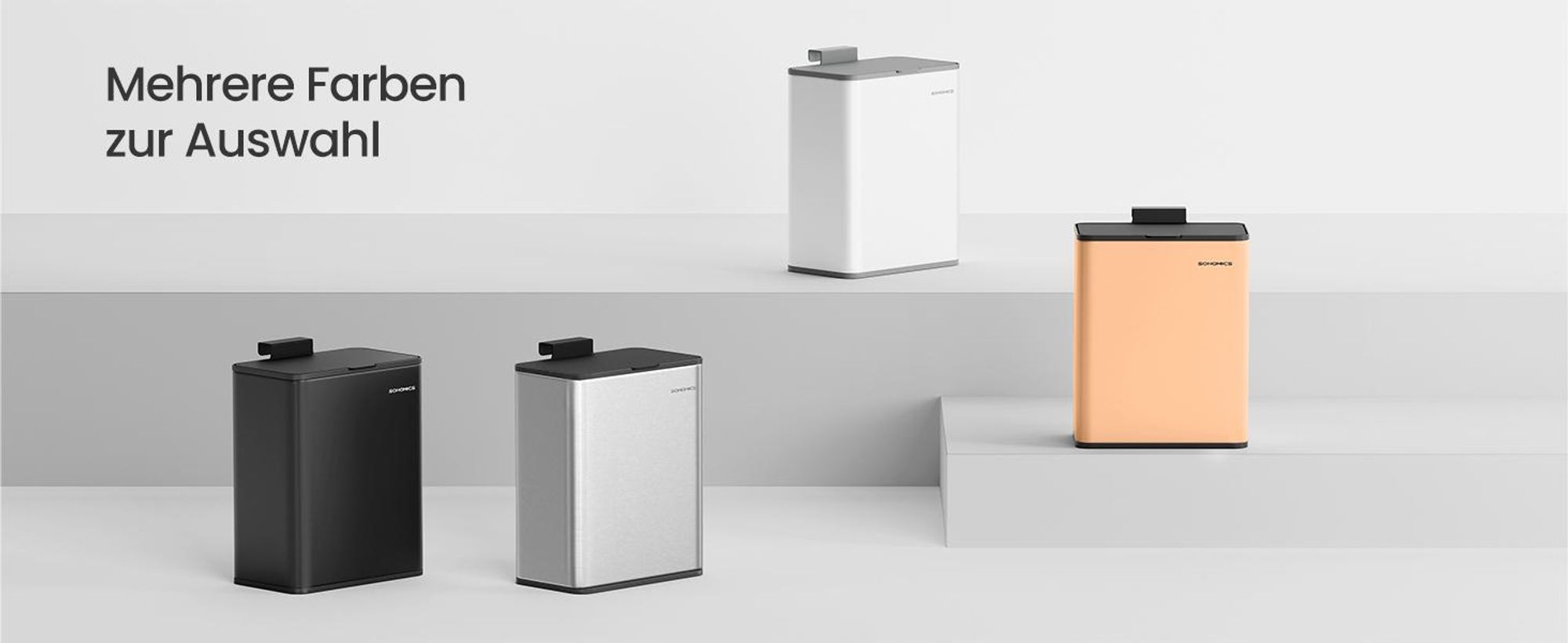 SONGMICS Mülleimer hängend, 8 L Stahl-Abfalleimer mit Deckel für Biomüll, an der Schranktür oder Wand, mit Haken, schwarz
