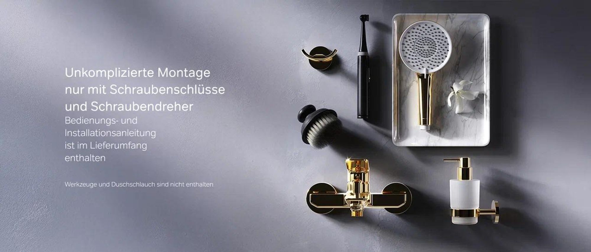 AM.PM Badewannenarmatur Wannenarmatur Gold Einhebelmischer Wandmontage Bad Messing Badewannen Armaturen