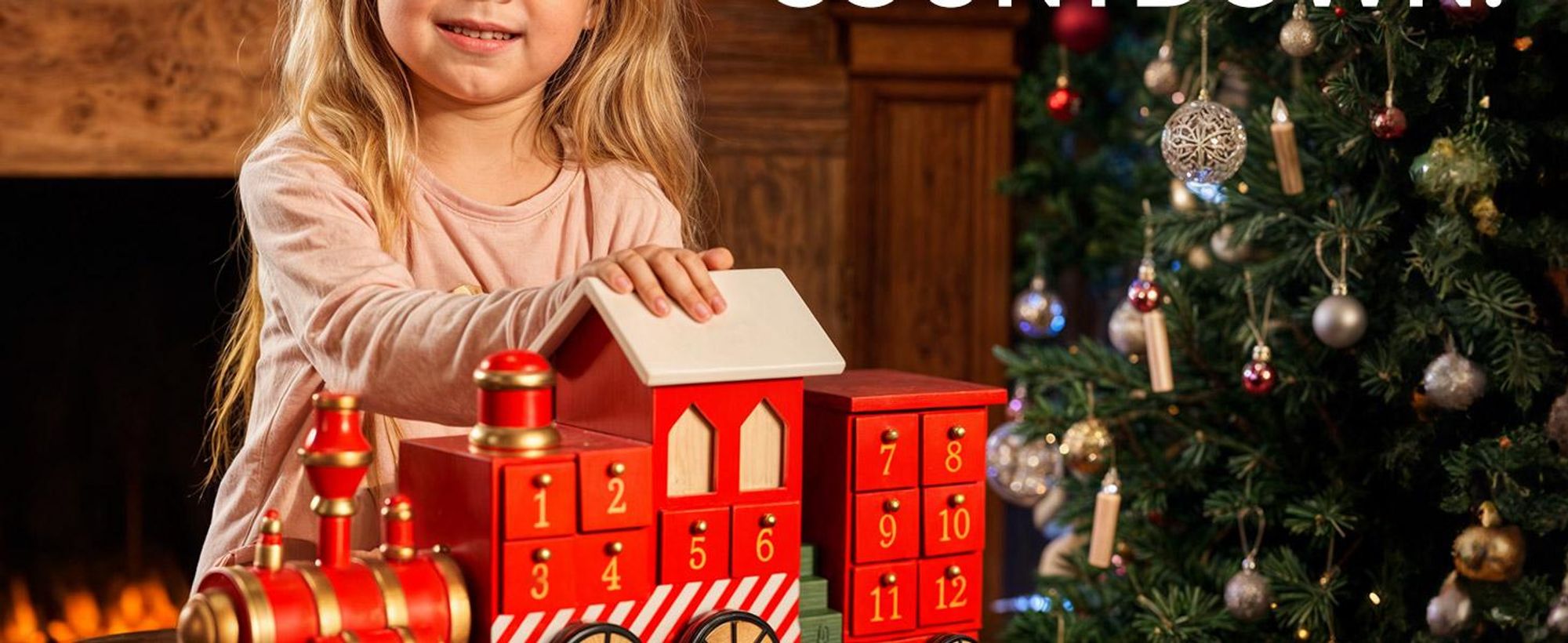 SPIELWERK® Wiederverwendbarer Adventskalender Lokomotive Bunt Bemalt Zum Befüllen 24 Türchen Weihnachten Kinder DIY Weihnachtliche Holz Dekoration