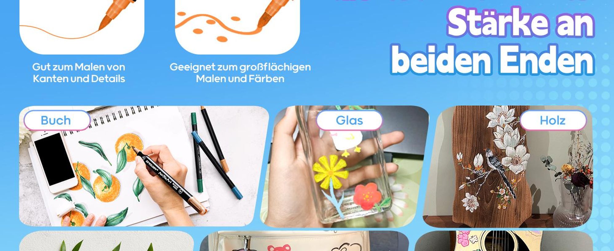 Acrylstifte, 36 Farben Doppelspitzen Stifte für Steine Wasserfest, Marker Stifte für Geschenkekarte, Holz, Glasmalerei, Keramik, Bastelarbeiten