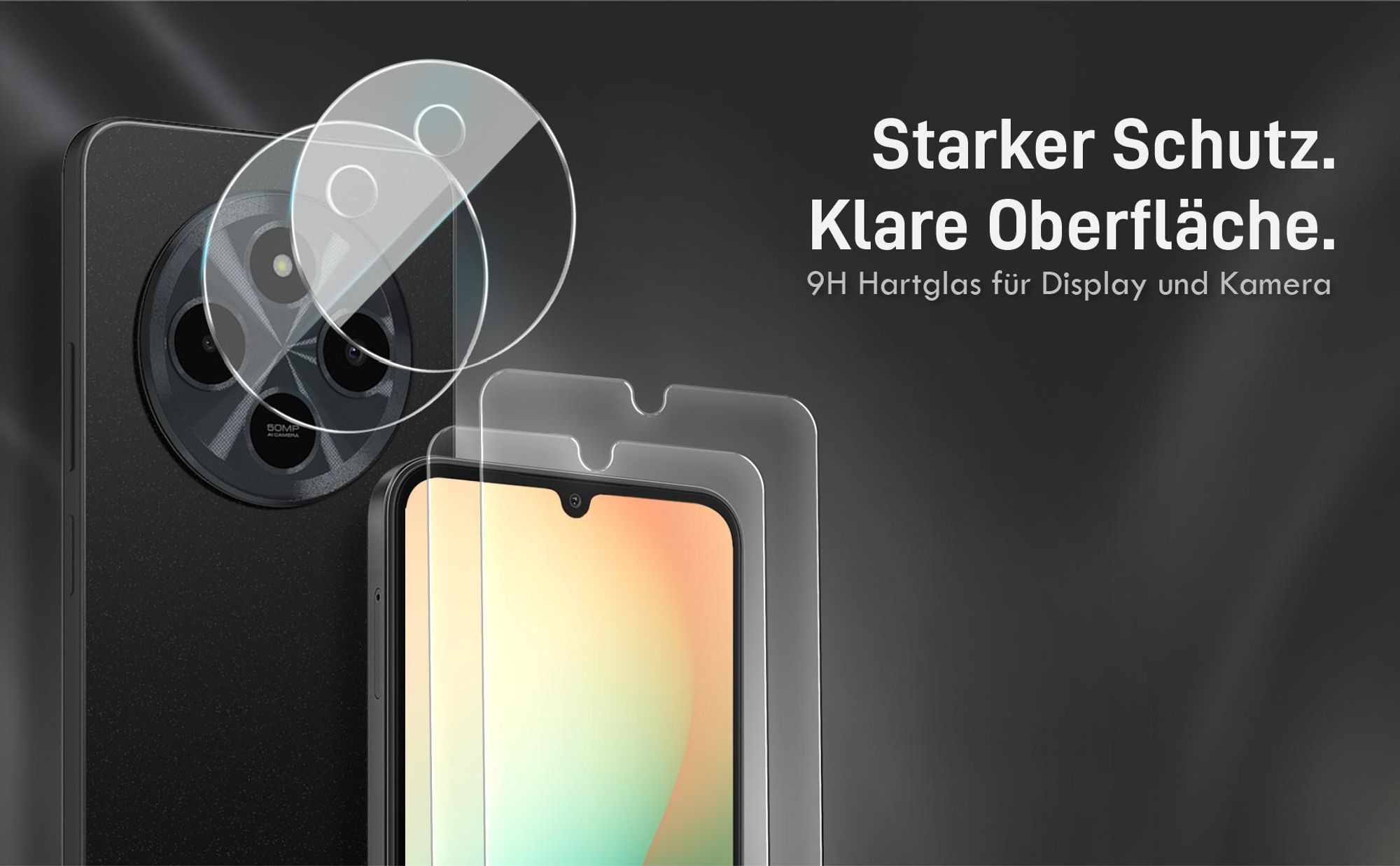 Kamera + Display Glas Set für Xiaomi Redmi 14C kompatibel mit allen gängigen Hüllen