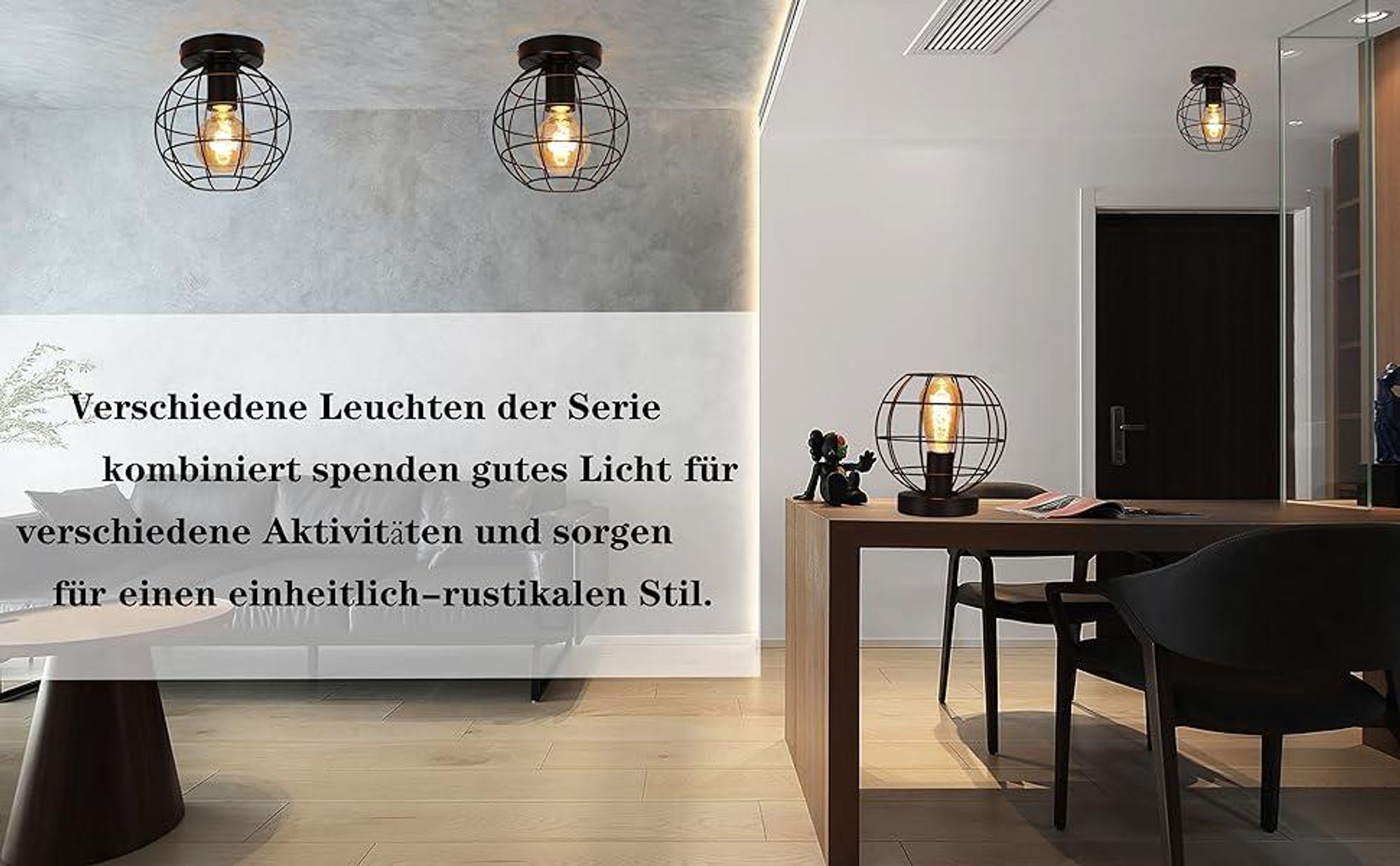 ZMH Tischlampe Vintage Tischleuchte Schwarz Retro Nachttischlampe Lampe E27 Fassung aus Metall Schlafzimmerlampe - Leuchtmittel Exklusiv