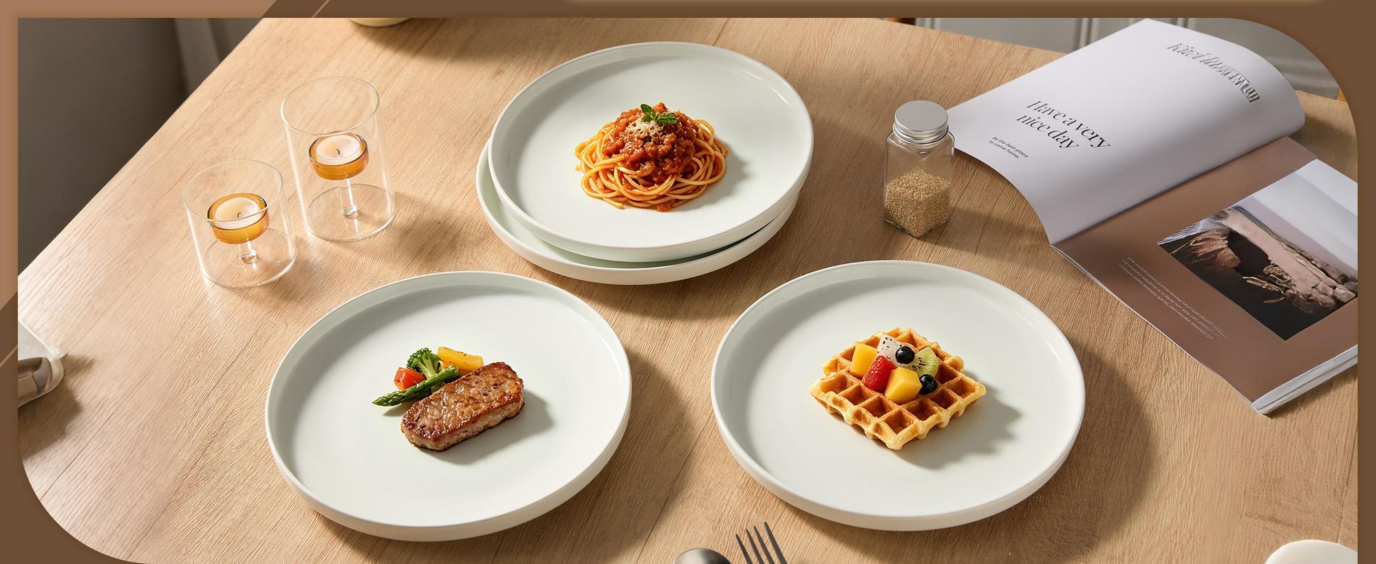 Teller set 4er Ø26,5 cm Keramik Essteller Steakteller Kuchenteller für 4 Personen Flachteller Set Porzellanteller Mikrowellen- und Spülmaschinenfest