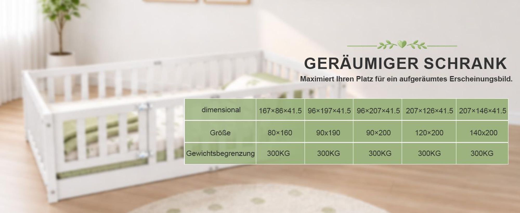 FCH Kinderbett mit Rausfallschutz & Lattenrost, 80x160cm, Montessori Bodenbett mit seitlichem Ausstieg, Einzelbett für Jugendzimmer, Weiß