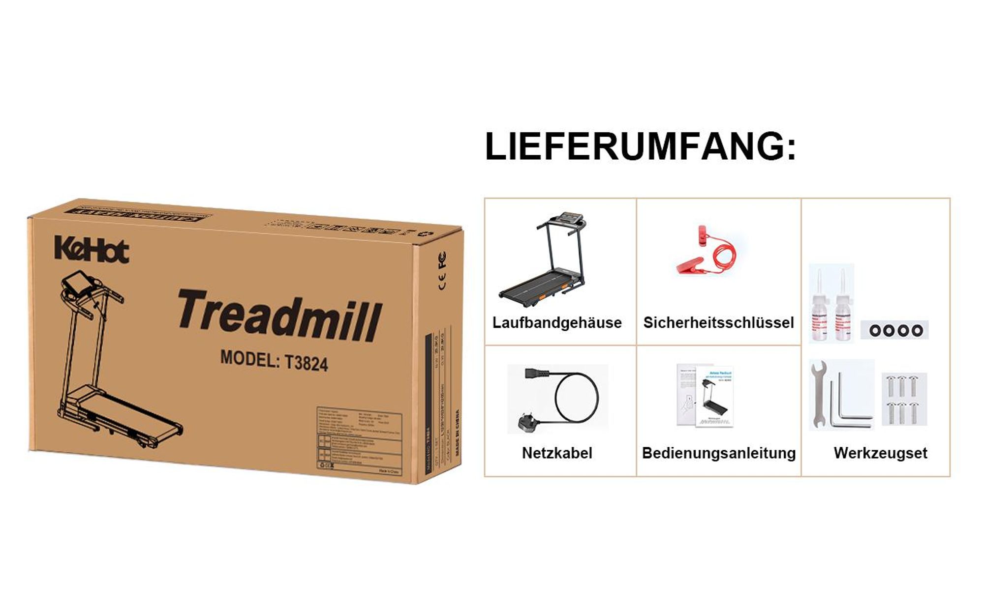 Kehot Laufband 1-12 km/h, Bluetooth, LED-Display, bis 180 kg