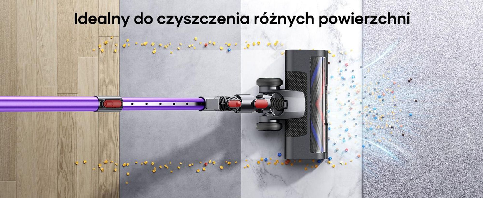 Laresar V10 Lite Odkurzacz bezprzewodowy, 38 000 Pa, czas pracy do 45 minut, wałek zapobiegający plątaniu się włosów, szczotka w kształcie litery V