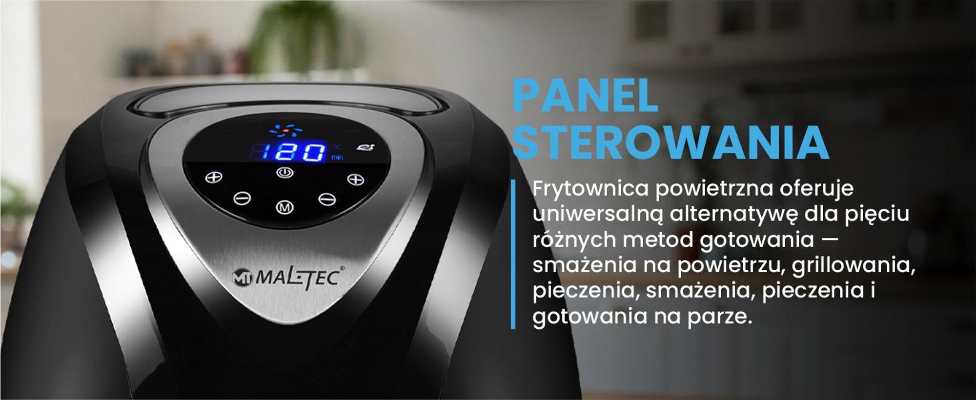 Frytkownica beztłuszczowa z pojemnikiem 4,3 litra i siedmiowa programami