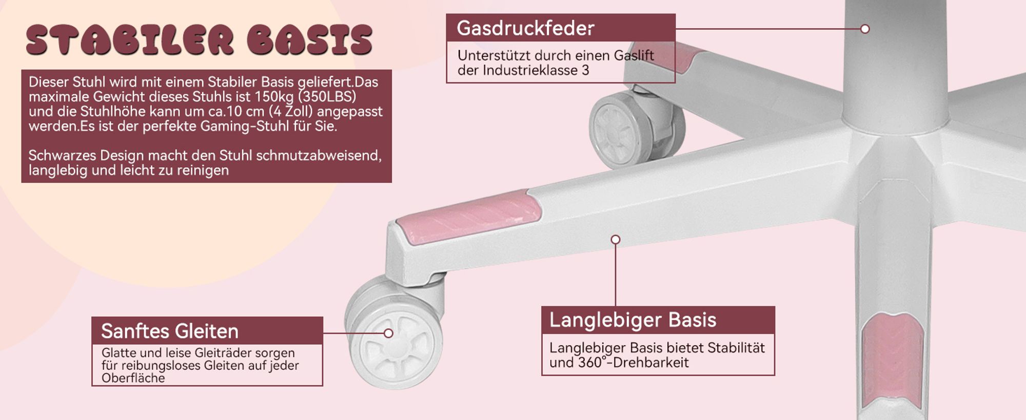 Puluomis Gaming Stuhl mit Fußstütze, Bürostuhl Chefsessel Schreibtischstuhl Racing Stuhl ergonomisch drehbar höhenverstellbar Katze Weiß Pink