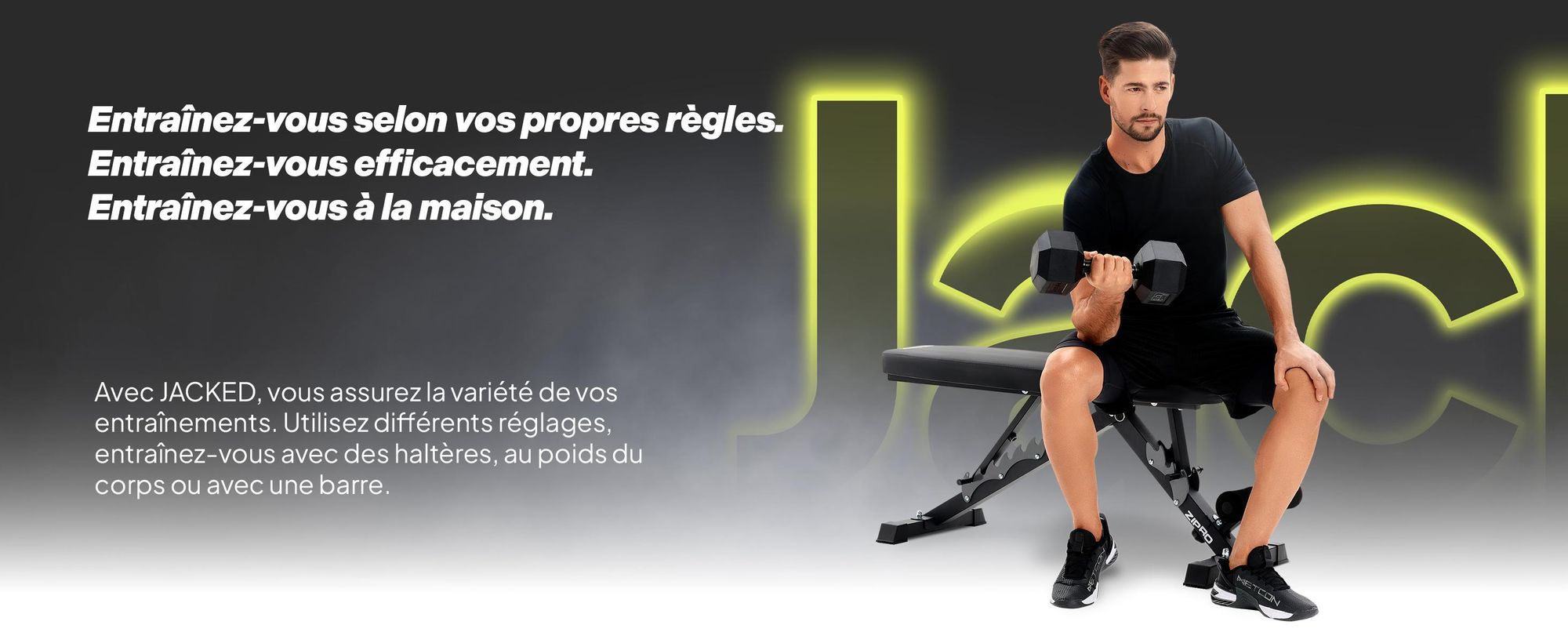 Banc de musculation pliable Zipro Profi Jacked – Banc inclinable et banc négatif réglables (7+3 niveaux) Rembourrage extra épais Banc d'entraînement résistant pour la maison