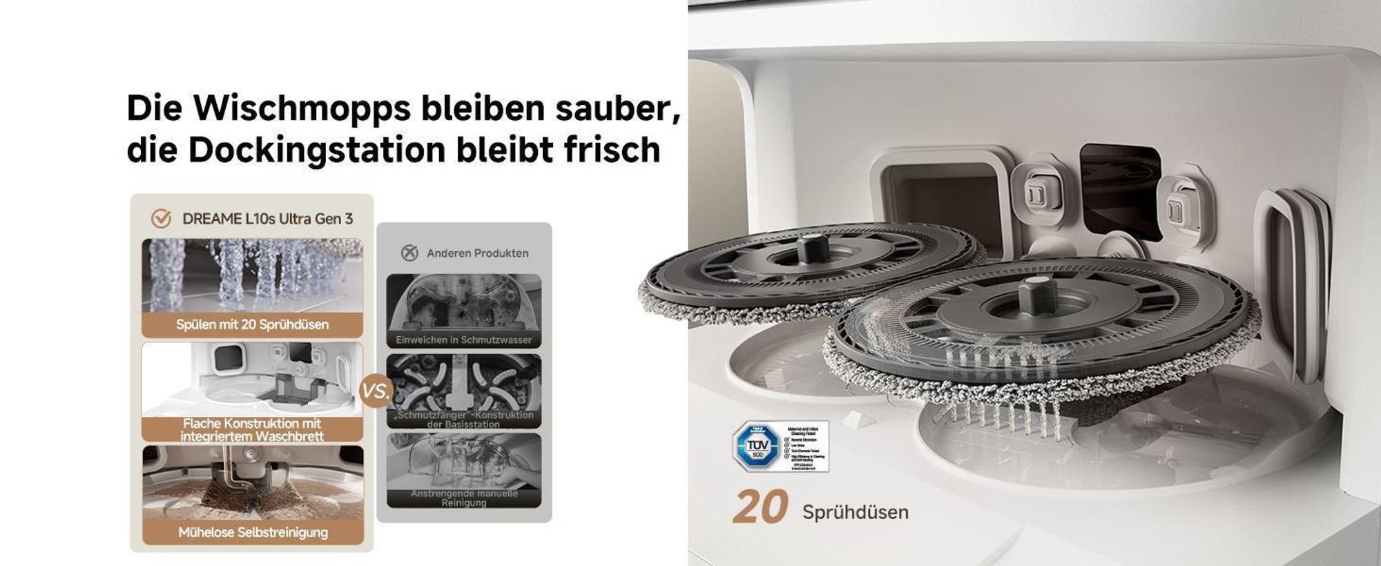 Dreame L10s Ultra Gen3 Staubsauger Roboter mit Wischfunktion&Selbstreinigender Mopp,25KPa Saugleistung,Haustiermodus,All inOne Dock,Teppichreinigung