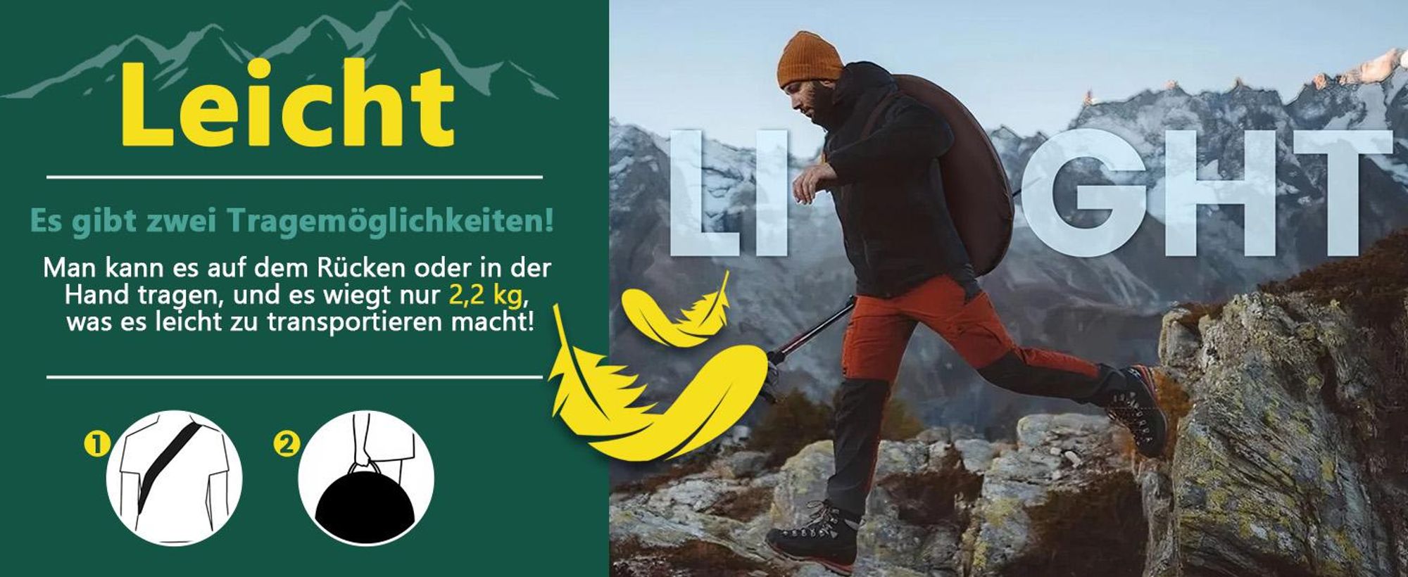 Pop Up Zelt, Wurfzelt für 2 Personen, Campingzelt, Wasserdicht, Trekking und Camping Sofortzelt, mit Heringe, Spannseile, für Familien, Camping