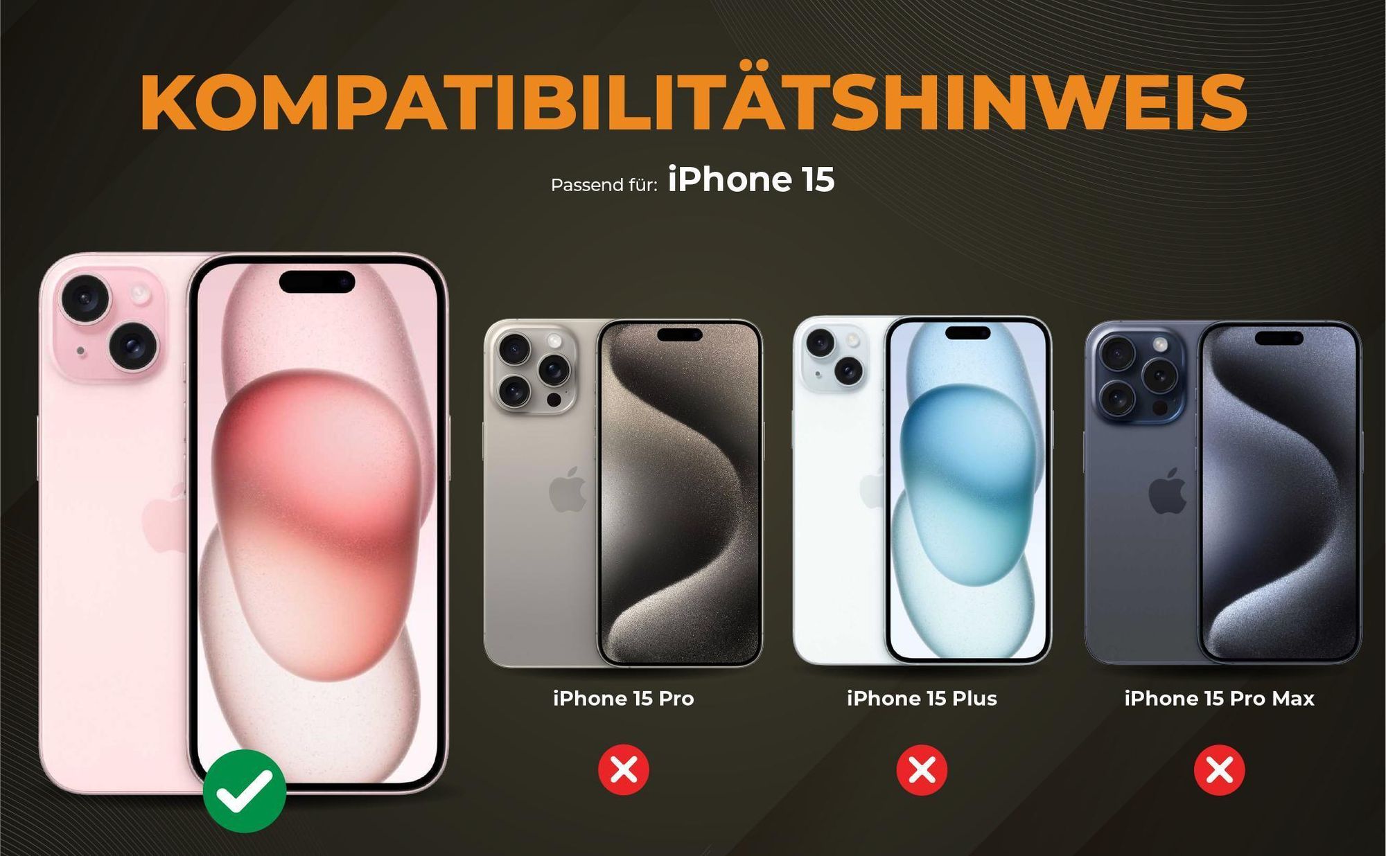 Kompatibilitätshinweise Hülle für Apple iPhone 15