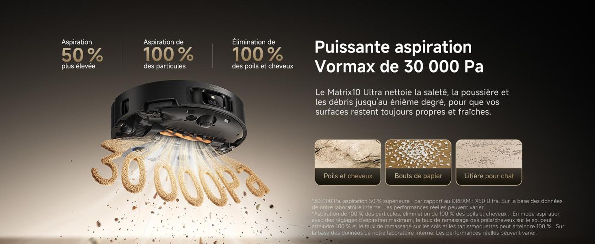 Dreame Matrix10 Ultra, modèle combiné, noir, rond, sac à poussière, 0,31 l, rechargeable