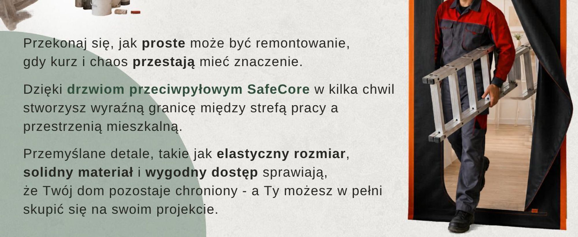 SafeCore drzwi przeciwpyłowe 3x 220x110 cm z zamkiem błyskawicznym, z włókniny polipropylenowej, wielokrotnego użytku do remontów, na budowę
