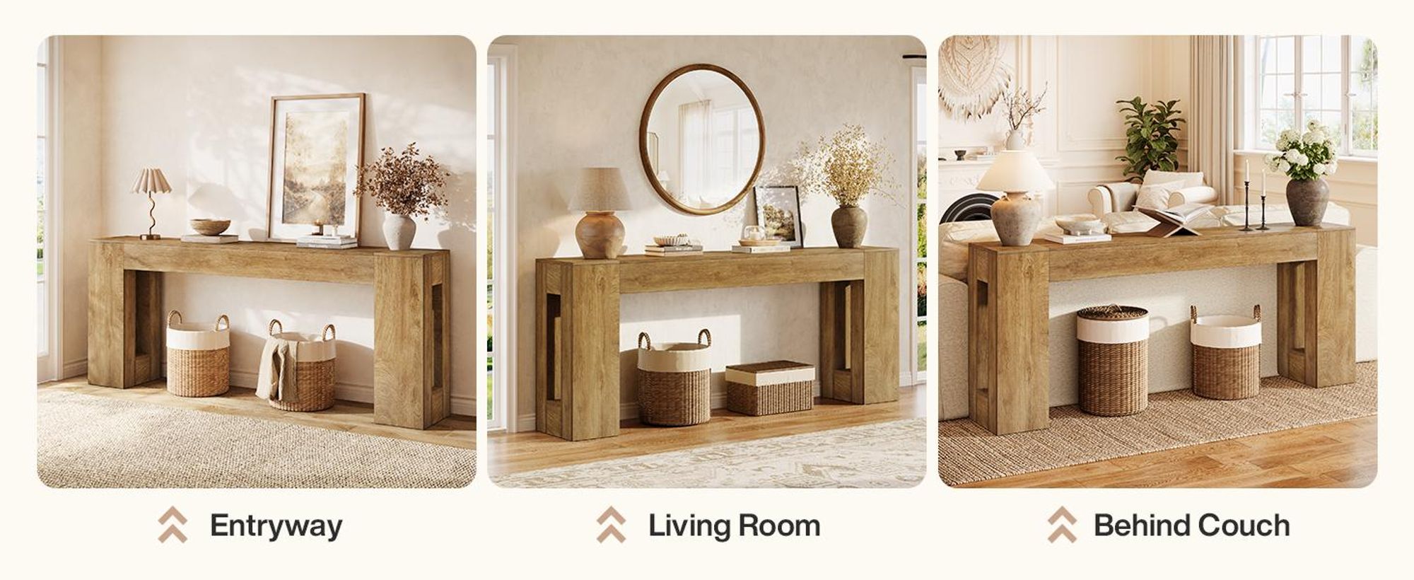 Tribesigns 200 cm extra lange Konsolentische für Eingangsbereich, schmaler Sofatisch im Landhausstil mit dicken Beinen, Akzentmöbel aus Holz