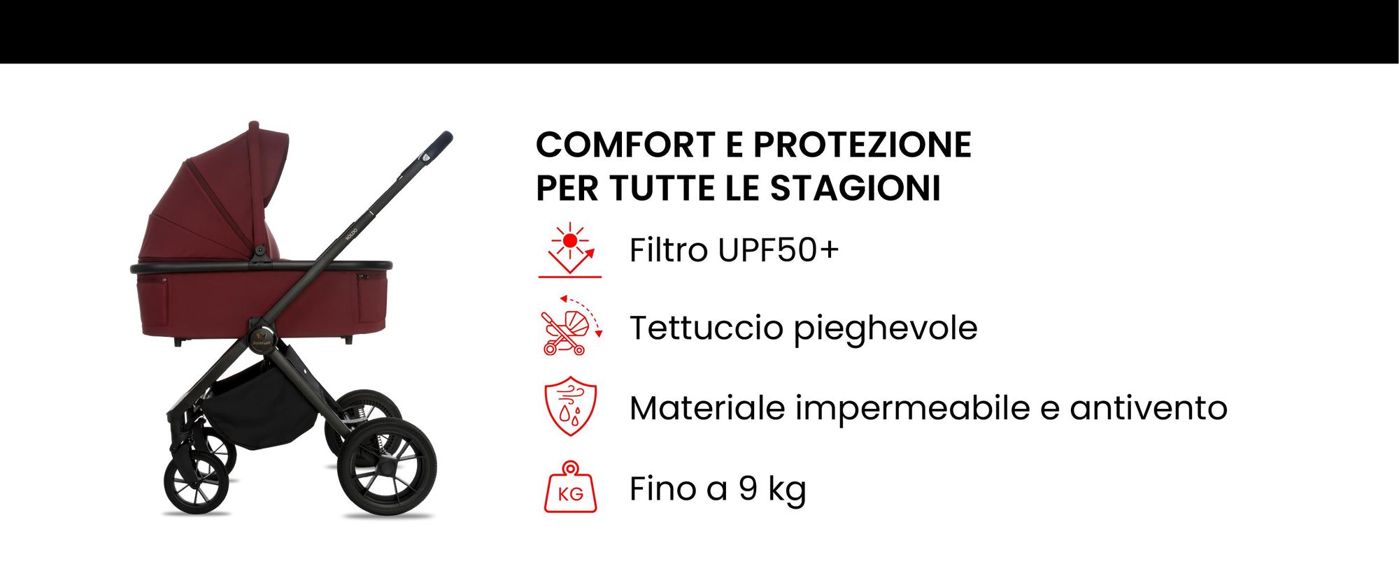 BabyLux® Passeggino 4in1 Set BOLDO, Pieghevole e Leggero, Set di Passeggini Combinati incl. Navicella, Passeggino da Viaggio, Seggiolino, Base Auto