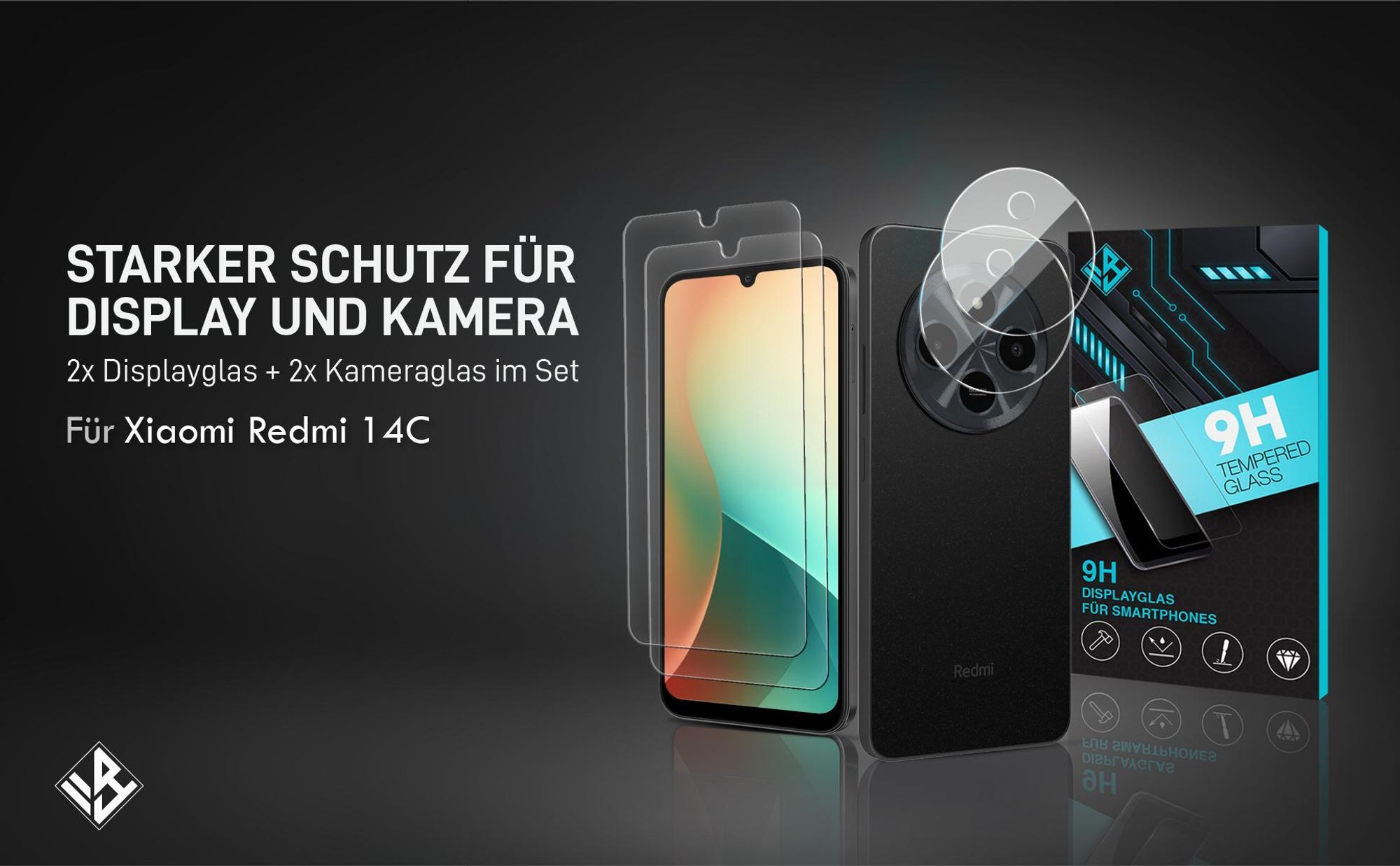 2er Set Kamera & Displayschutzglas für Xiaomi Redmi 14C in 9H Härte