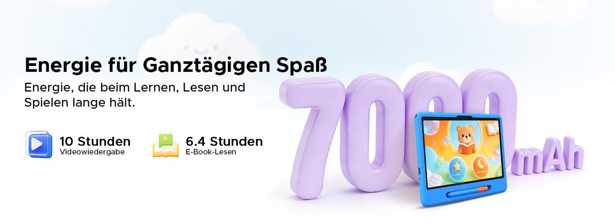 POCKAM P10 Kids 10.1" Tablet, Gemini AI, Android 16, 32(6+26)GB RAM+64GB ROM/TF 2TB, 7000mAh, WiFi Tablet für Kind mit Kindgerechte Hülle und Stift