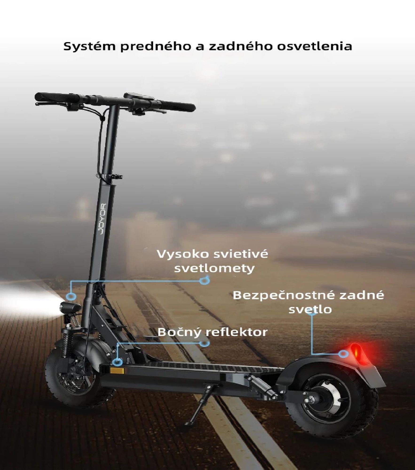 JOYOR Y8-S Certifikátom ABE Skladateľný Elektrický kolobežka - 500W Motor 48V26AH Batéria 10-palcové Pneumatiky - Čierna