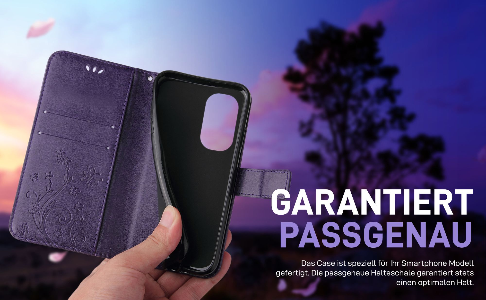 Violette Klapphülle für Motorola Moto E32 mit präziser Passform und sicherem Halt
