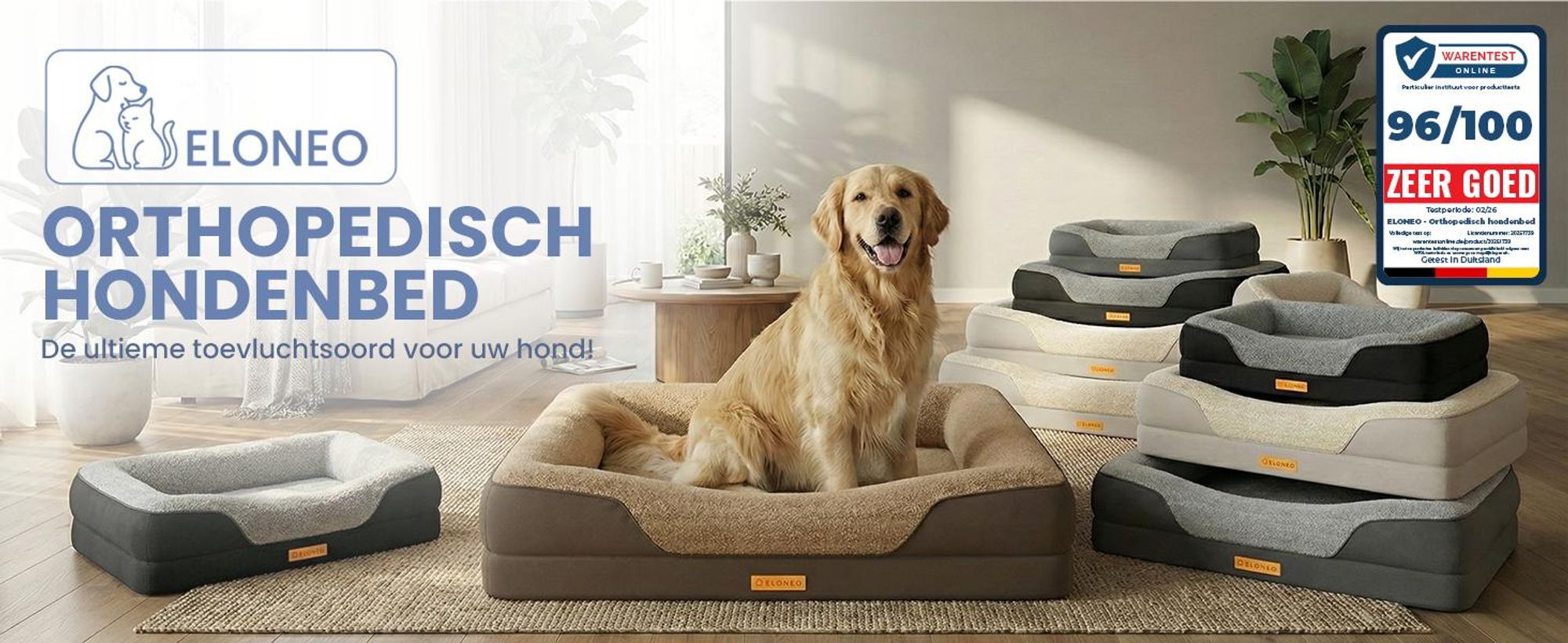 ELONEO Orthopedisch hondenbed, maat L - Grijs