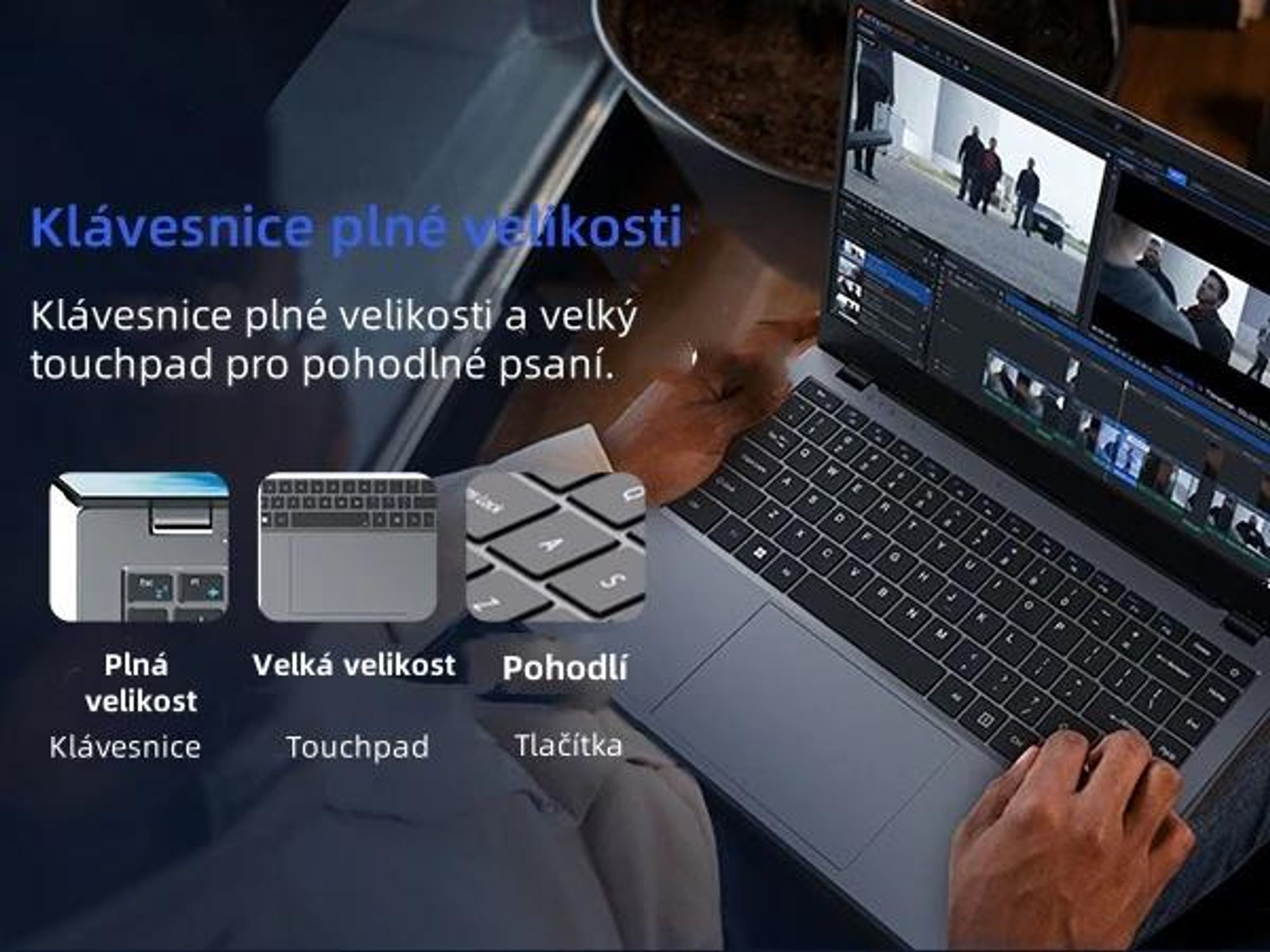 Notebook CHUWI GemiBook XPro - Procesorom Intel N100 Displej 14.1" Windows 11 8+256GB Batéria 5000mAh - Sivá