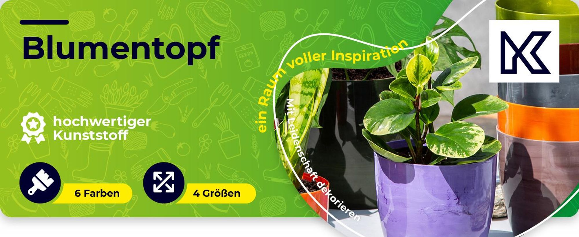 KADAX Blumentöpf "Agen", Pflanzkübel, runder Blumenkübel aus Kunststoff, 18 cm, violetter Marmor