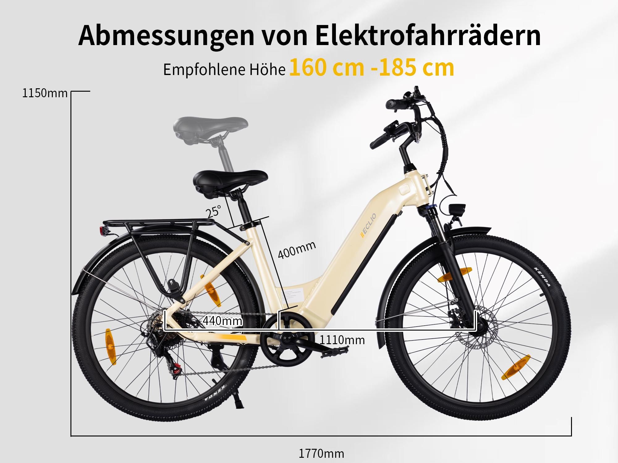 Otium3 E-Bike Elektrofahrrad 26 Zoll Citybike Tiefeinsteiger Damen Herren, 36V 18,2Ah Akku, 120 km, 250W, 25 km/h, Shimano 7-Gang, Scheibenbremsen