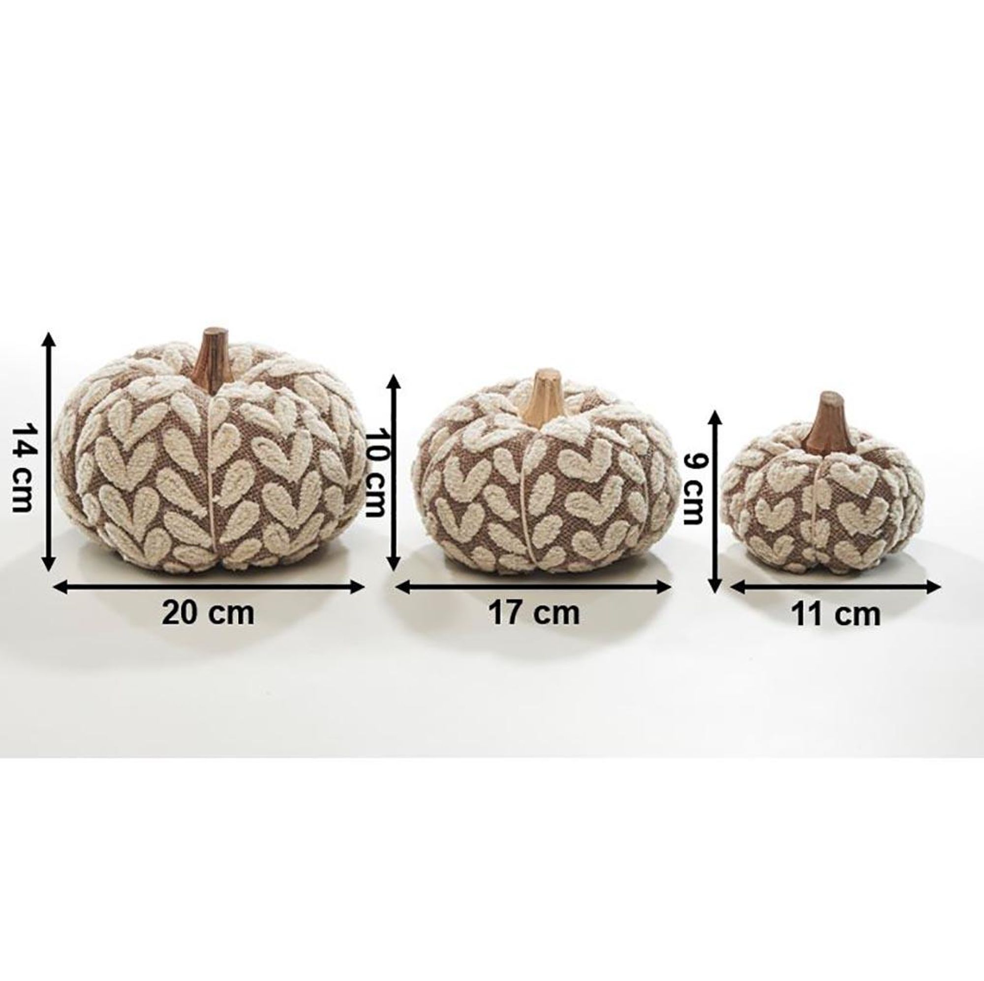 Kobolo Dekokürbis aus Textil Set aus 3 Größen beige - Dekoration Dekoobjekt Deko Kürbisse Herbstdeko Kürbisse Herbst Dekoration Dekoobjekt Tischdeko
