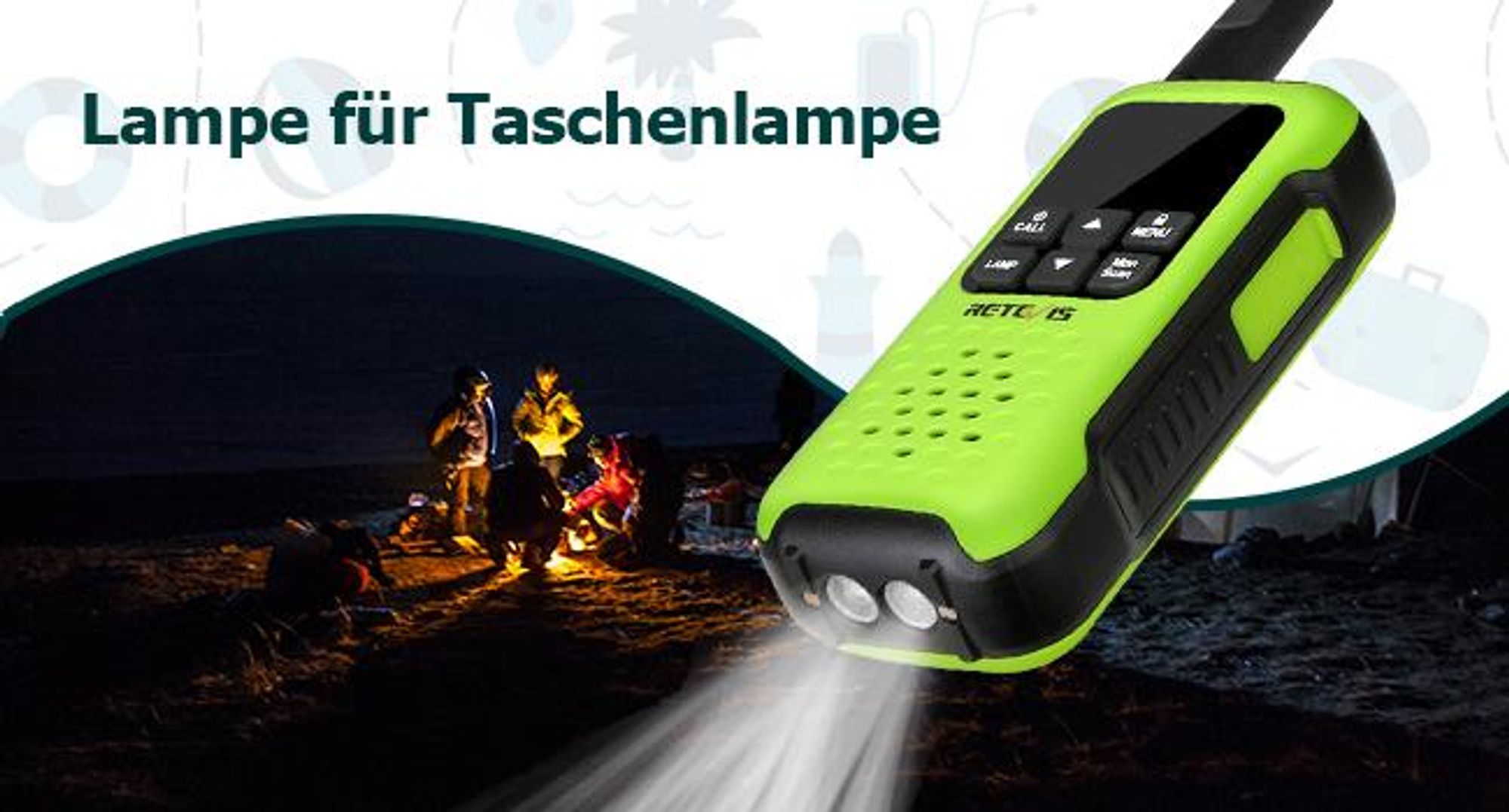 Retevis RT649P Walkie Talkie, IP67 Wasserdicht, 1200 mAh Aufladbar PMR Funkgerät, SOS-Alarm Walkie Talkie 4er Set zum Kajakfahren, Surfen, Angeln