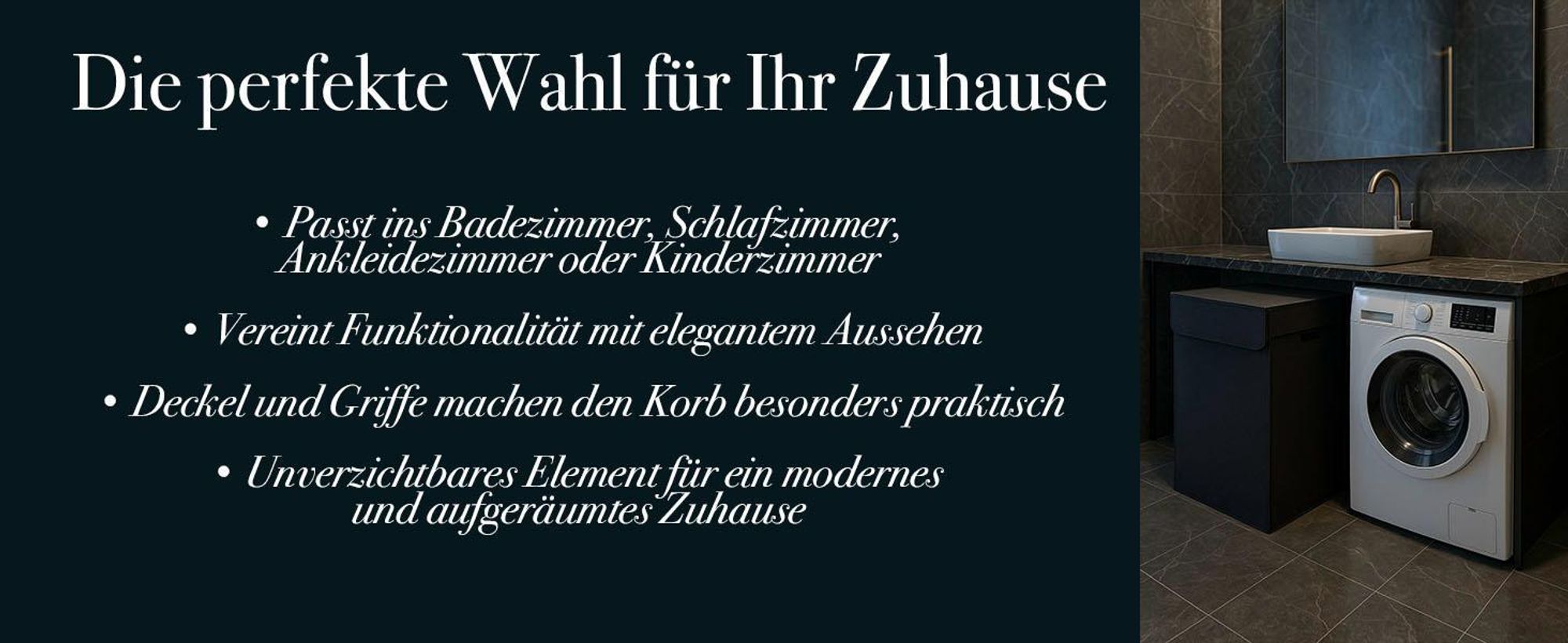 Wäschekorb aus Filz mit Deckel – faltbarer Filzkorb, kalandriert gegen Feuchtigkeit, stabiler Aufbewahrungskorb, Grau/Anthrazit, hergestellt in der EU