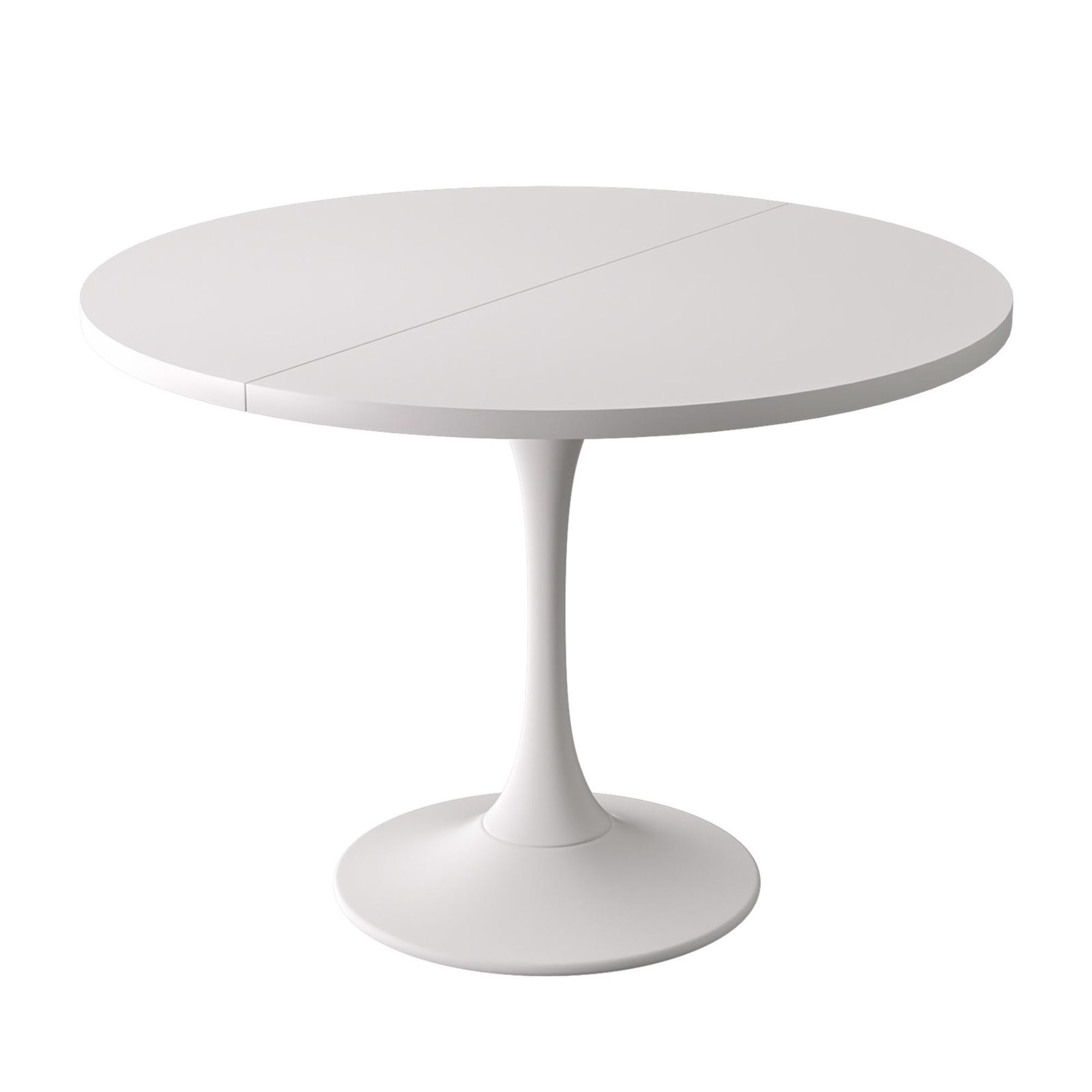 Ausziehbarer Esstisch100–130 x 80 cm,für 4–6 Personen platzsparender Küchentisch mit leichtgängiger Teleskopschiene,Weiß