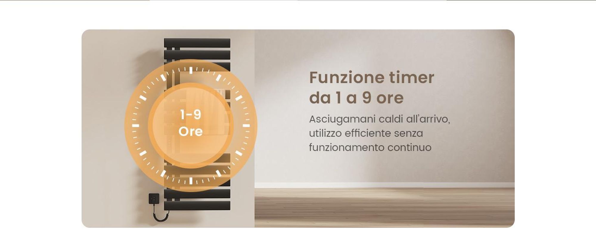 EMKE Scaldasalviette elettrico 1000X500mm 320W nero, intelligente WiFi App, touch LCD, Timer 1-9H, IPX5