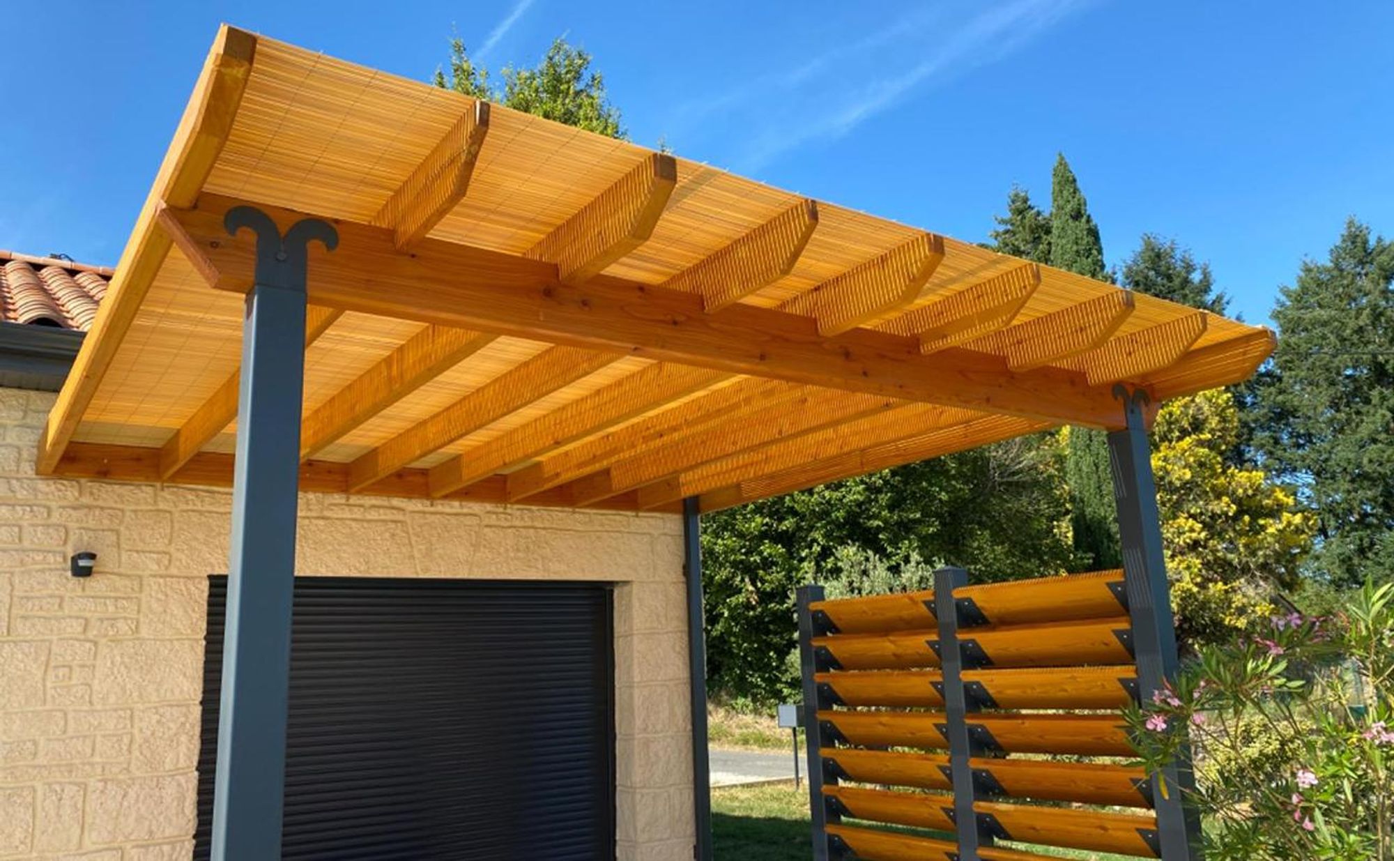 Sekey PVC Sichtschutzmatte 90x300 cm Doppelte Verstärkung Innen, Balkon Sichtschutz Garten, Bambus