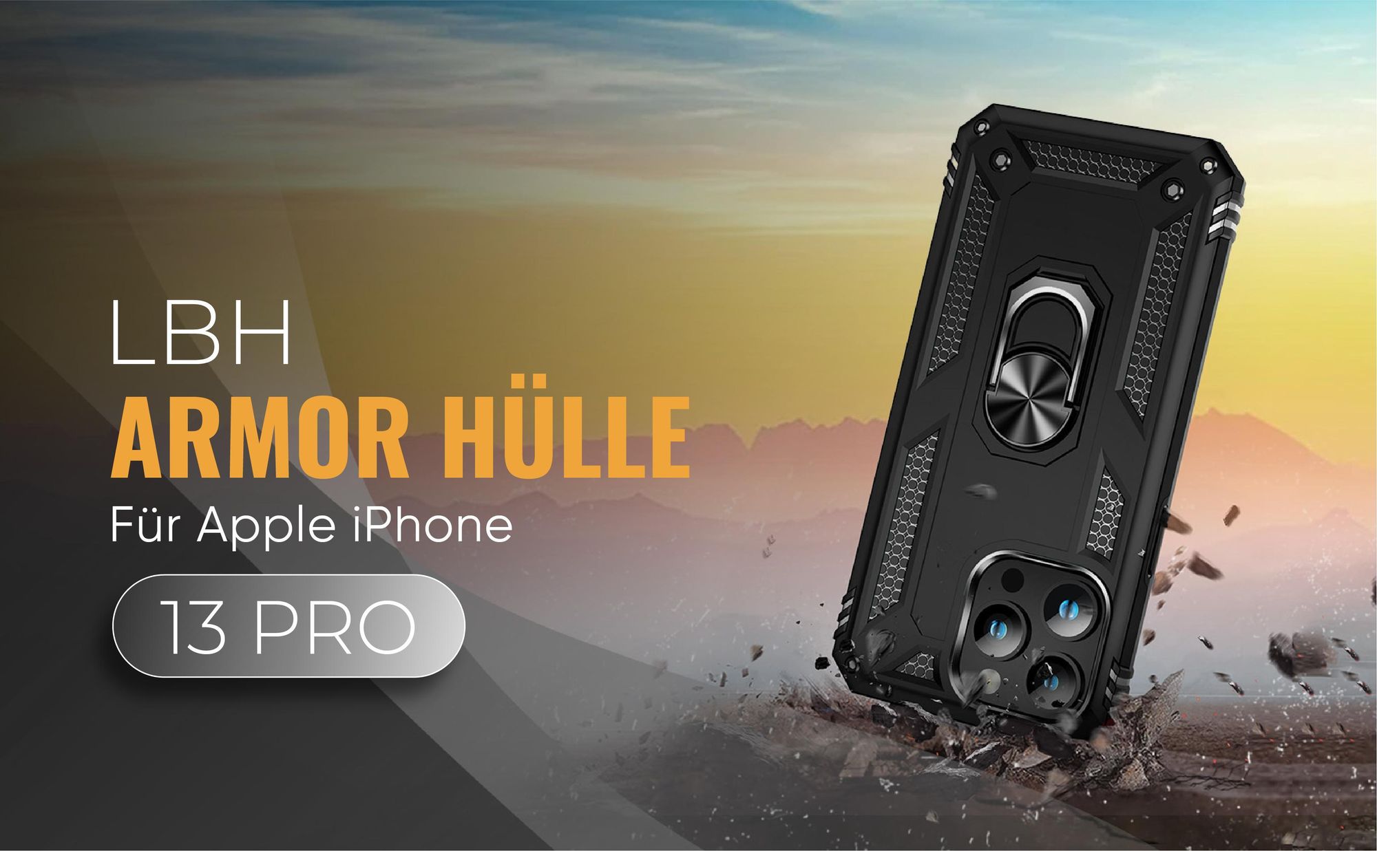 Schwarze Outdoorhülle für Apple iPhone 13 Pro