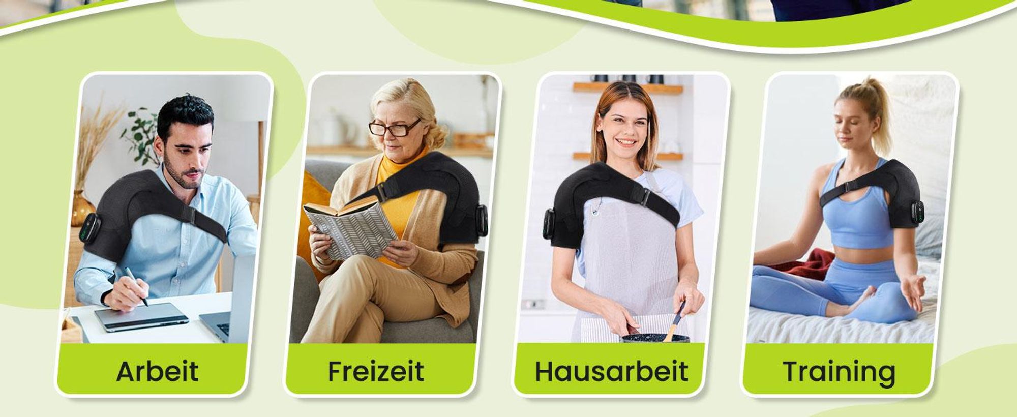 Schulterbandage,Kabellose Beheizte Schultermassageauflage,Schulterbandage Mit 3-Stufiger Wärme- Und Vibrationsfunktion,Touchscreen-Steuerung,5000mAh