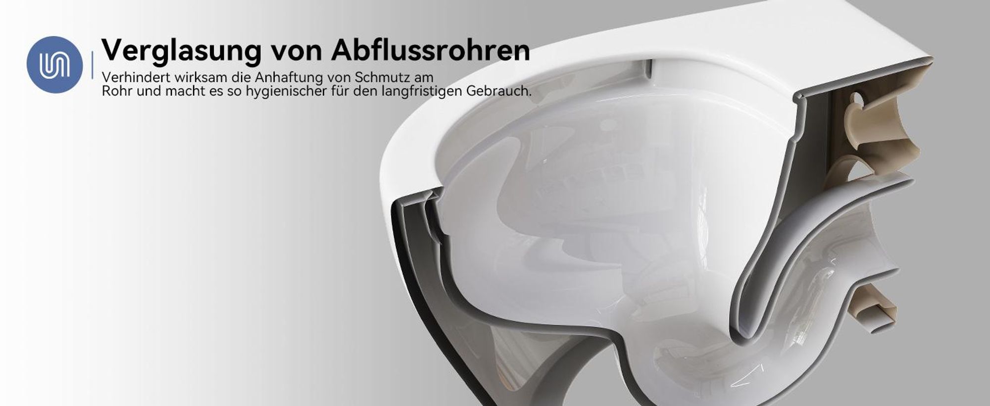 Toilette Veralasung von Abflussrohren