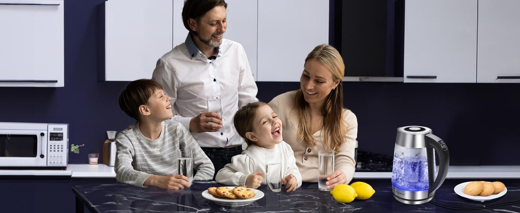 Aigostar - Glas Wasserkocher mit Temperatureinstellung 60°C-100°C, LED Beleuchtung im Farbwechsel, 2200W, 1,7 L, 120 Minuten Warmhaltefunktion