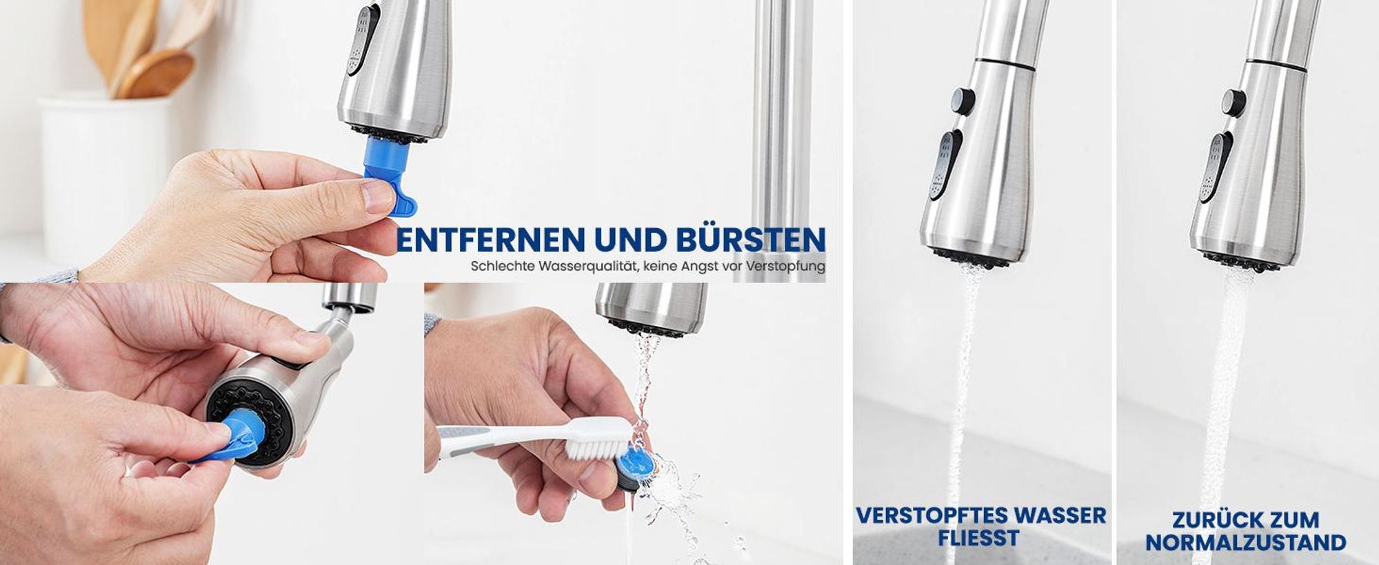 Wasserhahn Küche Ausziehbar mit Brause, 360° Drehbar Hoher Auslauf Küchenarmatur Gebürstet, 304 Edelstahl Spültischarmatur, Cecipa, DVGW