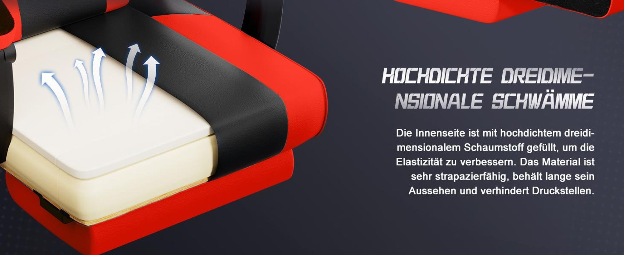 Aiibot Gaming Stuhl, Ergonomischer Gaming Sessel,Schreibtischstuhl,Gamingstuhl mit Fußstütze,Gaming stuhl 150 kg,verstellbare Rückenlehne,Schwarz/Rot