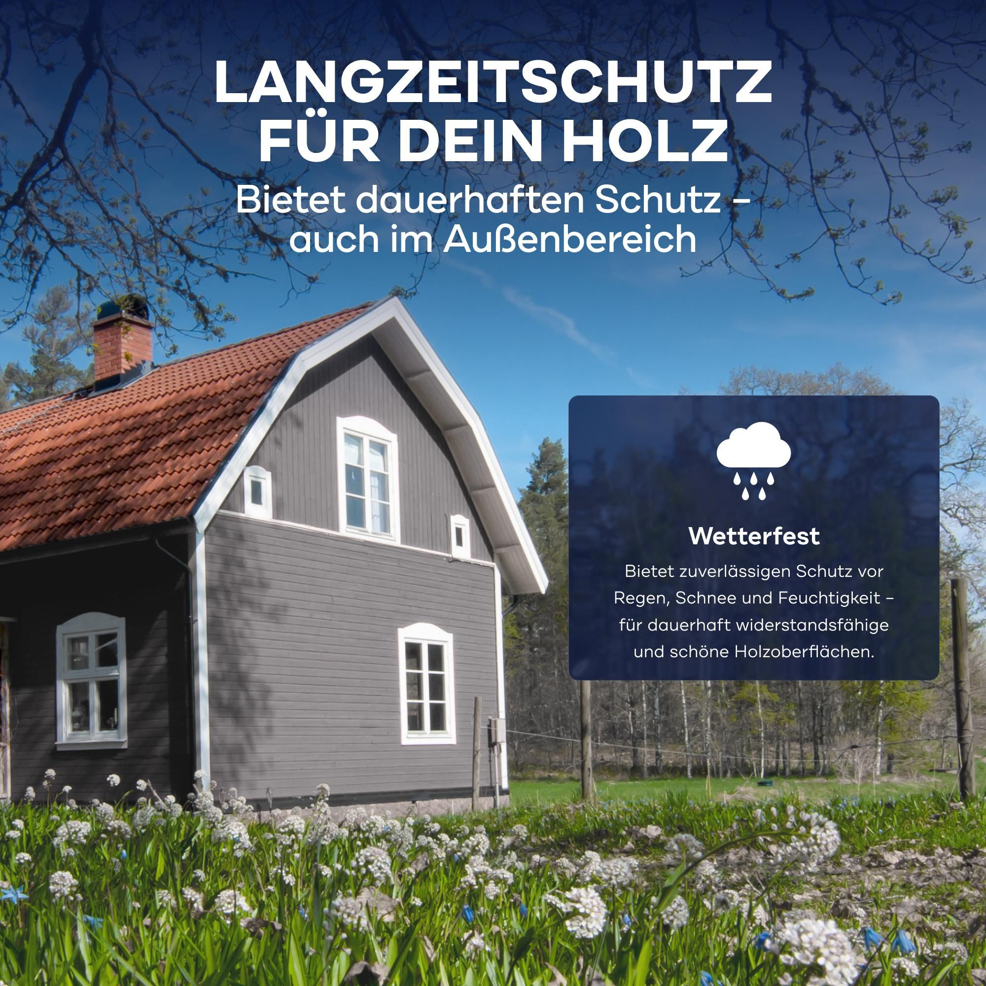 Plid Holzfarbe 0,75l Anthrazit, für ca. 8m² /  Innen & Außen - Wetterschutzfarbe Holzfarbe Außen - Dauerhafte Holzschutzfarbe - Farbe für Holz