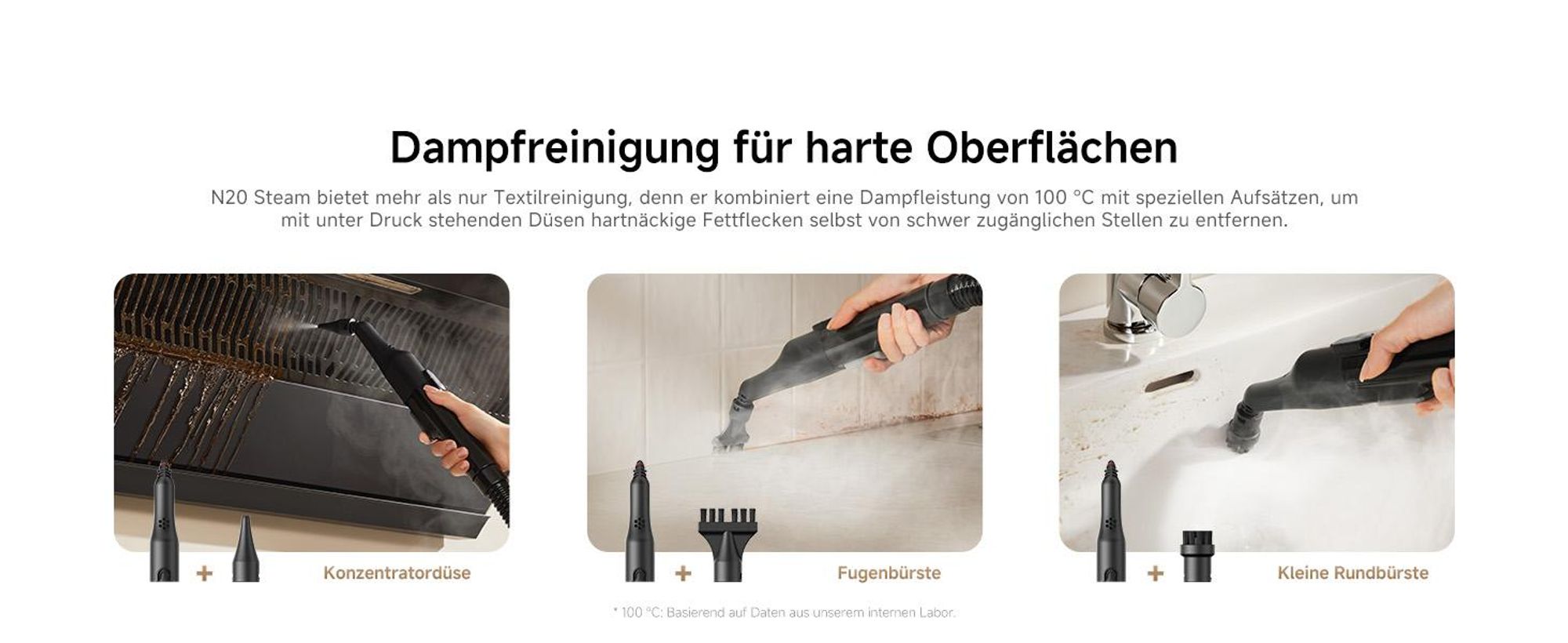 Dreame N20 Tragbarer Nass-und Trockensauger,17kPa Saugkraft,100°C Dampfreinigung,70°C Heißwasserreinigung,20Min Schnelltrocknung,Selbstreinigung