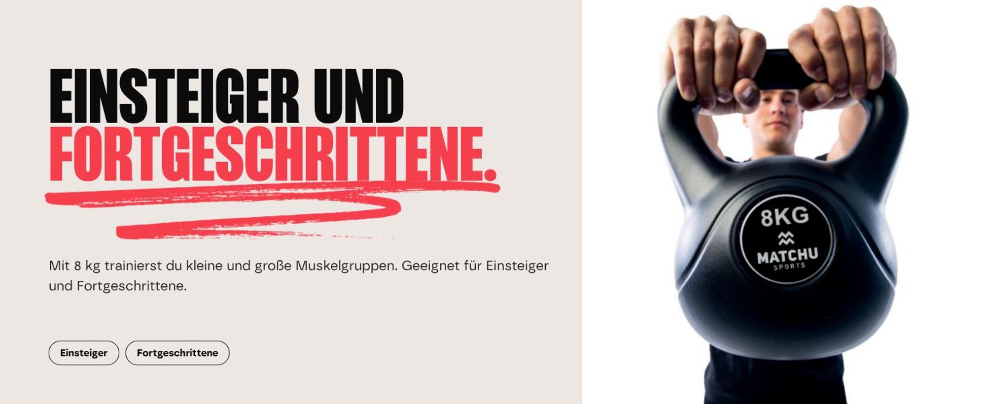 Matchu Sports Kettlebell 8 kg - Schwarz - 20cm - 26cm - Kugelhantel aus Kunststoff