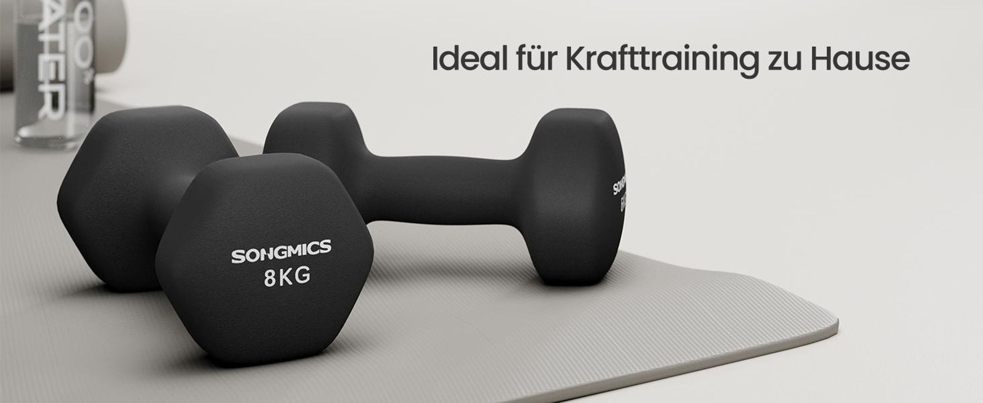 SONGMICS Hanteln, 2er Set, 2 x 8 kg, Hantelset, Kurzhanteln, Hexagon, Neopren-Beschichtung, Krafttraining, Workout, Fitnesstraining, für Zuhause