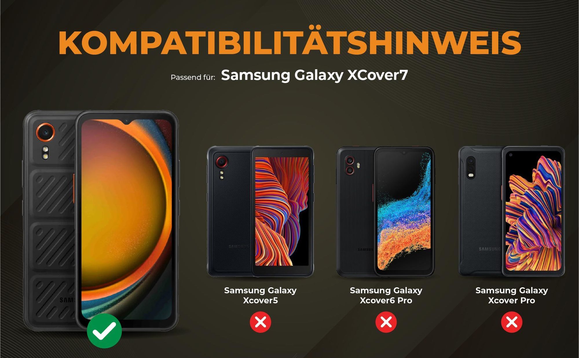 Kompatibilitätshinweise Hülle für Samsung Galaxy Xcover7