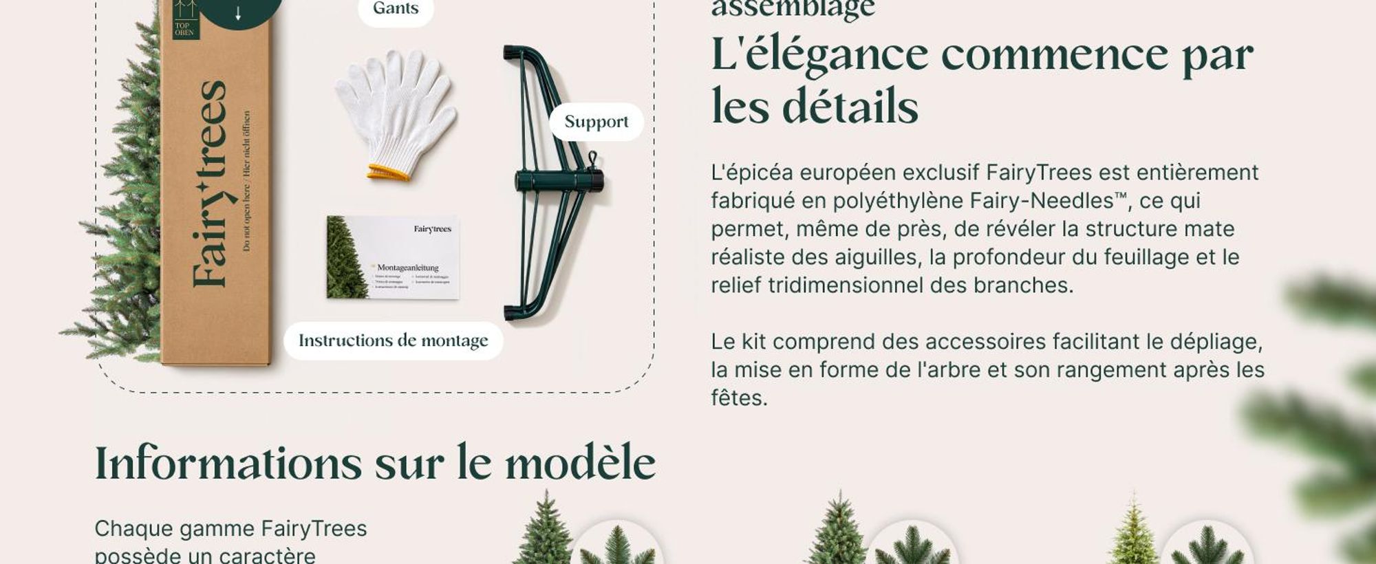 FAIRYTREES Sapin artificiel 220 cm 100 % PE vert foncé | Arbre de Noël pop-up prêt en 1 minute, fabriqué en Europe à la main | Épicéa sauvage européen avec pied en bois | Modèle : FT02