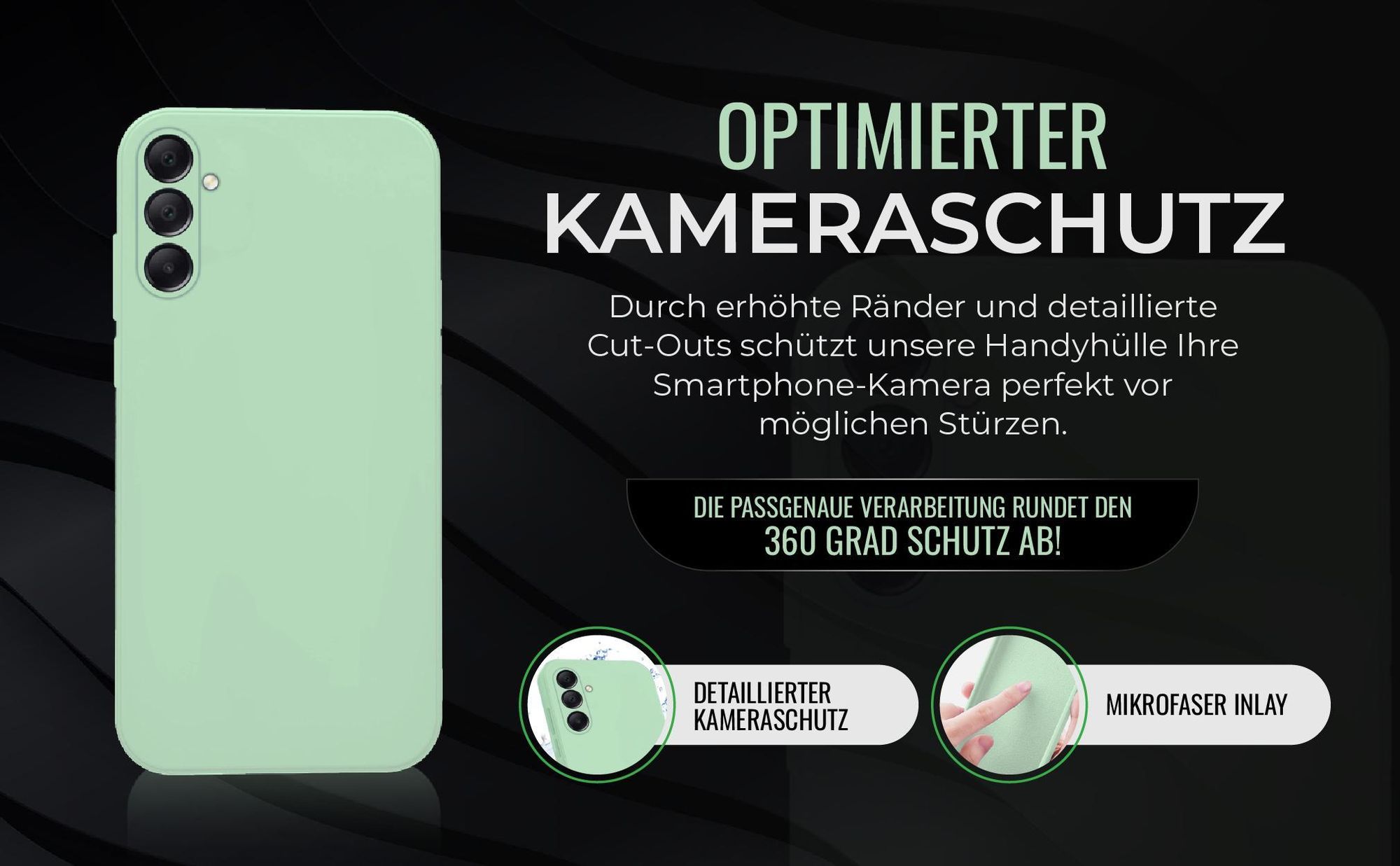 Handyhülle in Türkis für Samsung Galaxy A15 in detailliertem Kamera Cutout