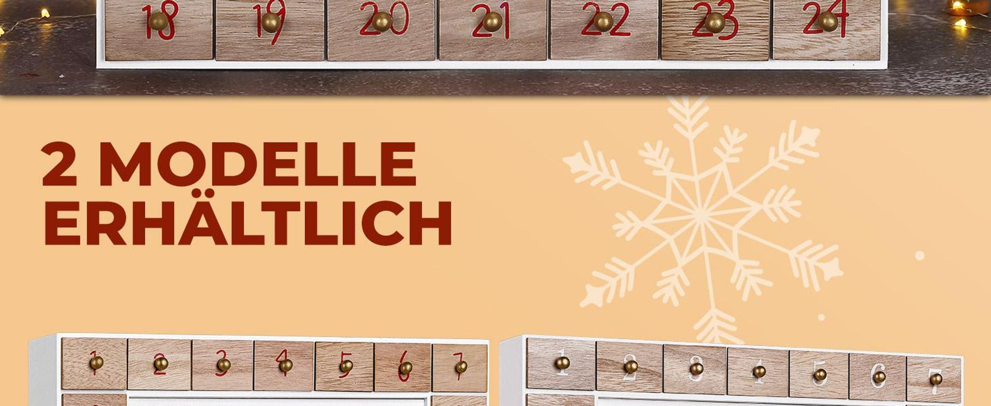 SPIELWERK® Adventskalender zum selbst Befüllen Nachhaltig LED warmweiß 24 Türchen Weihnachtskalender DIY Holz Kinder Wiederverwendbar Winterlandschaft