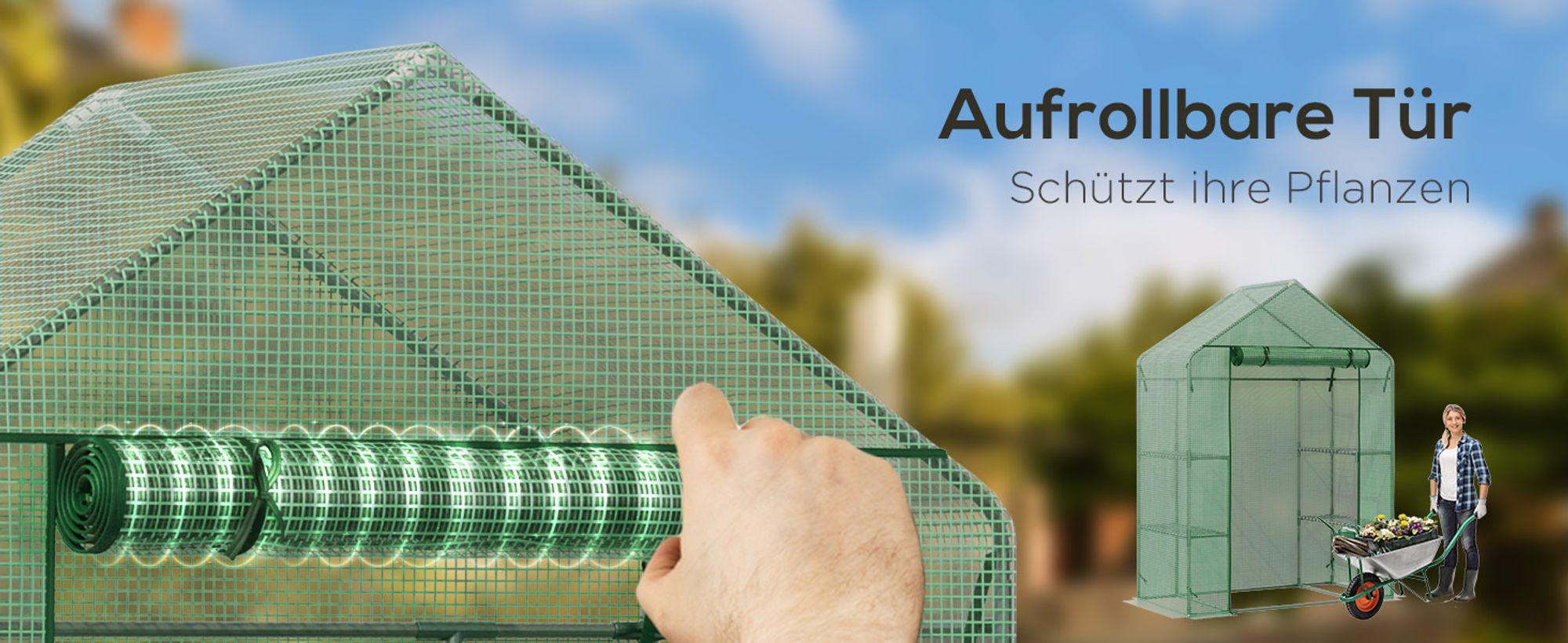 Outsunny Foliengewächshaus Gewächshaus mit 6 Regalebenen Frühbeet Grün